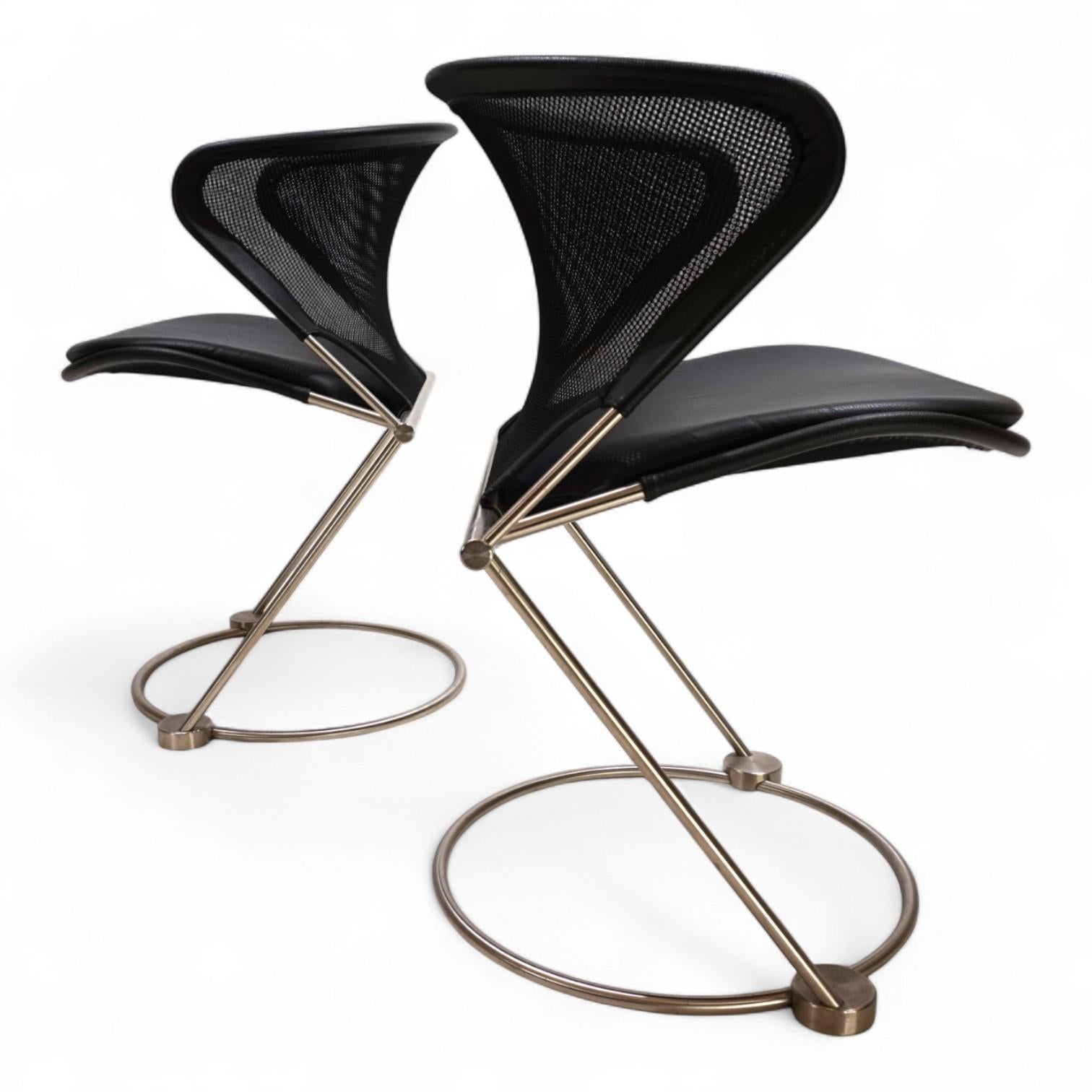 Acciaio inossidabile Set of 2 Wilkhahn Nuvola conference / dining room chairs by Herbert Ohl, 1980 in vendita