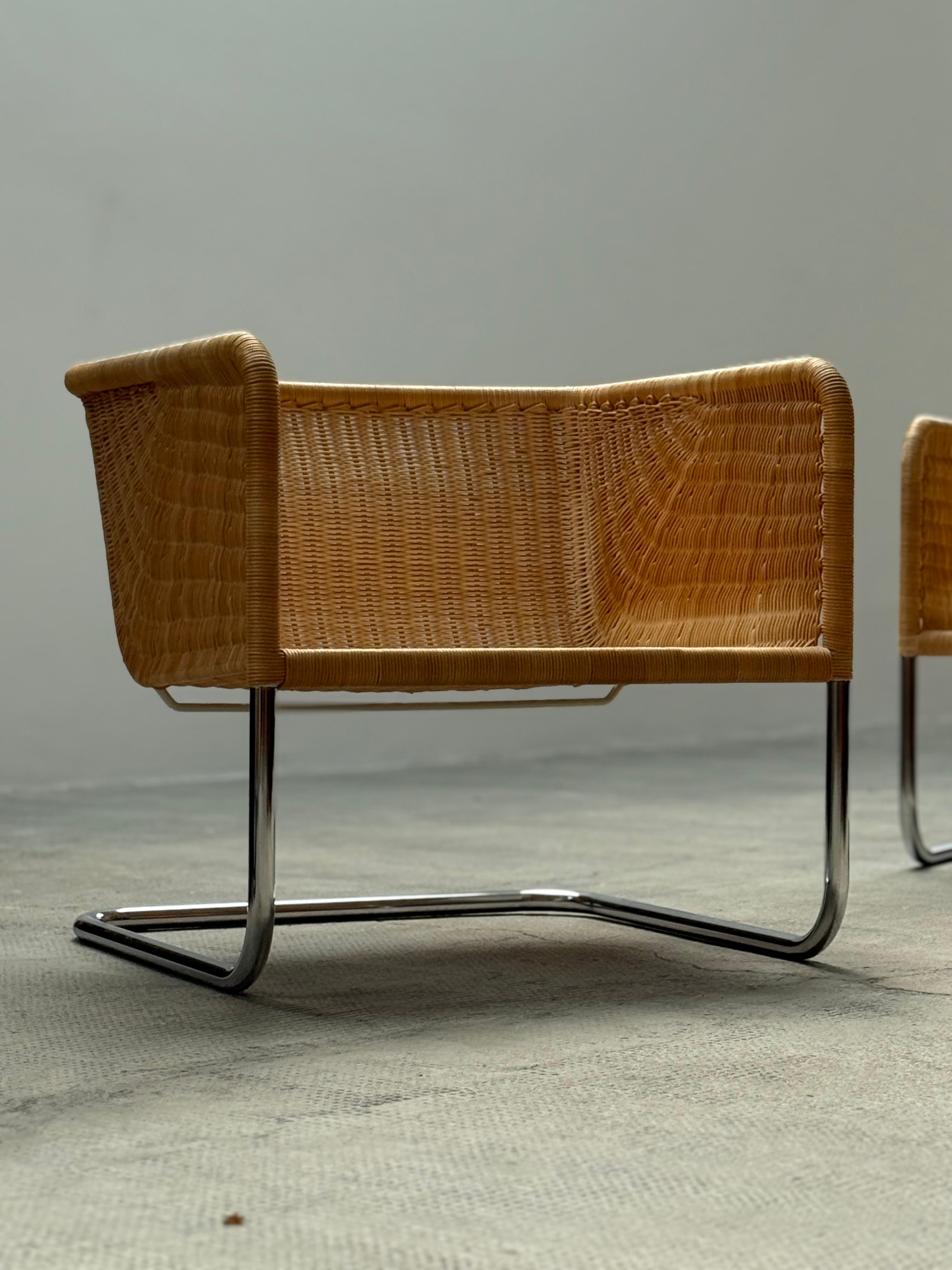 SET OF 2 WILLIAM DUNKEL FOR TECTA D44 CANTILEVER ARMCHAIRS RATTAN, GERMANY 1960s For Sale 2