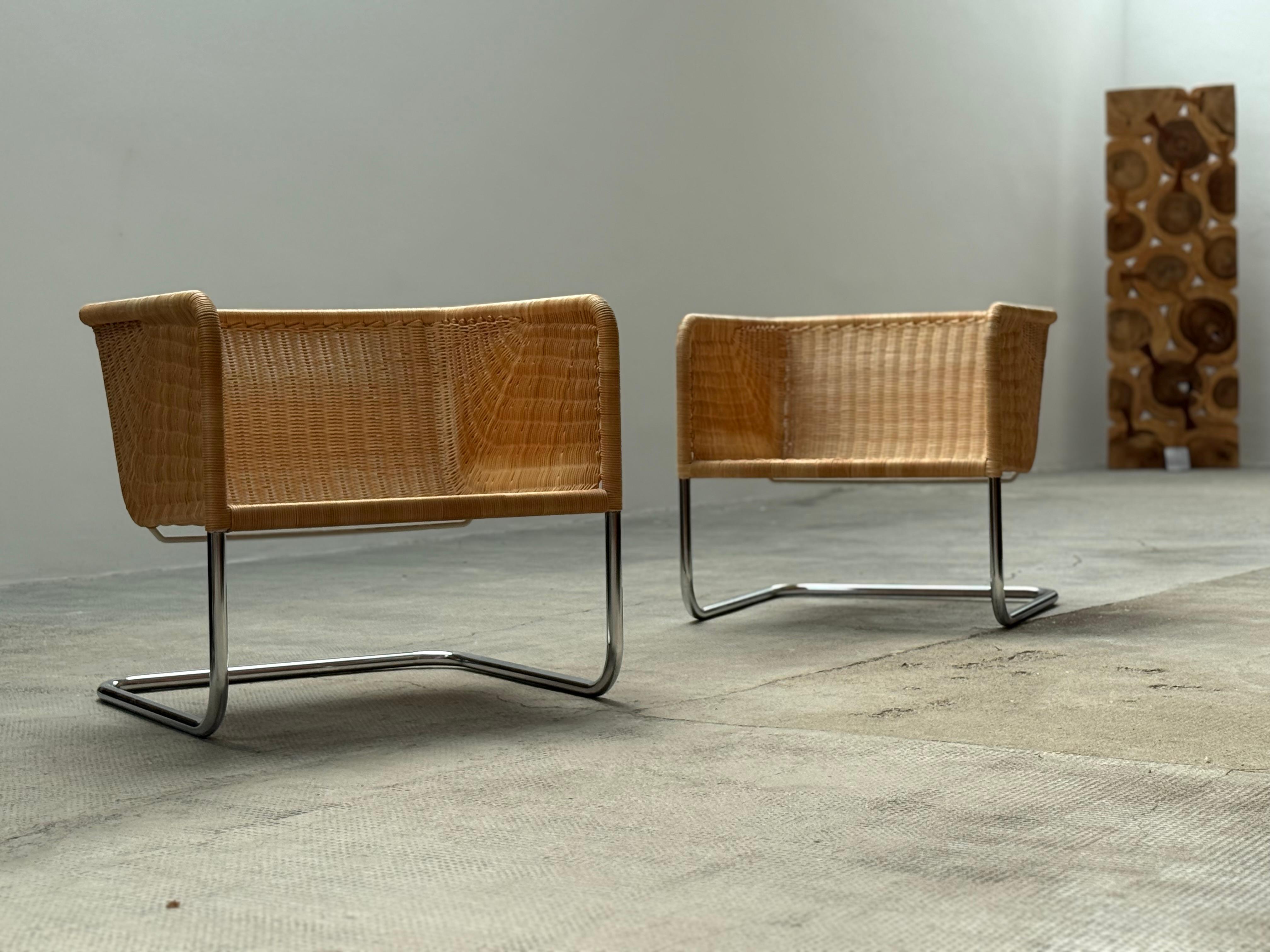 SET OF 2 WILLIAM DUNKEL FOR TECTA D44 CANTILEVER ARMCHAIRS RATTAN, GERMANY 1960s For Sale 4