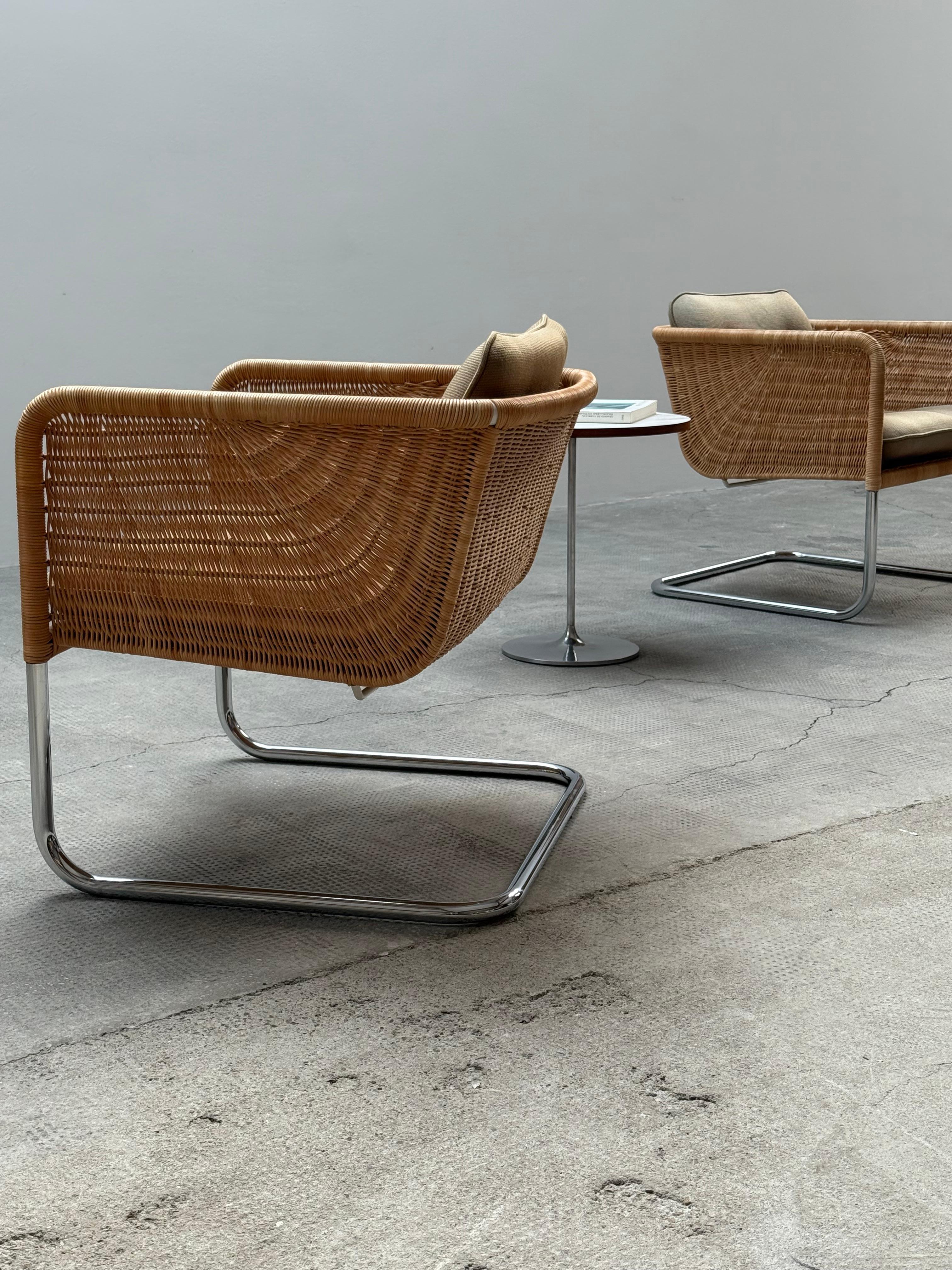 SET VON 2 WILLIAM DUNKEL FÜR TECTA D44 KANTILEVER-SESSEL RATTAN, DEUTSCHLAND 1960er Jahre (Moderne der Mitte des Jahrhunderts) im Angebot