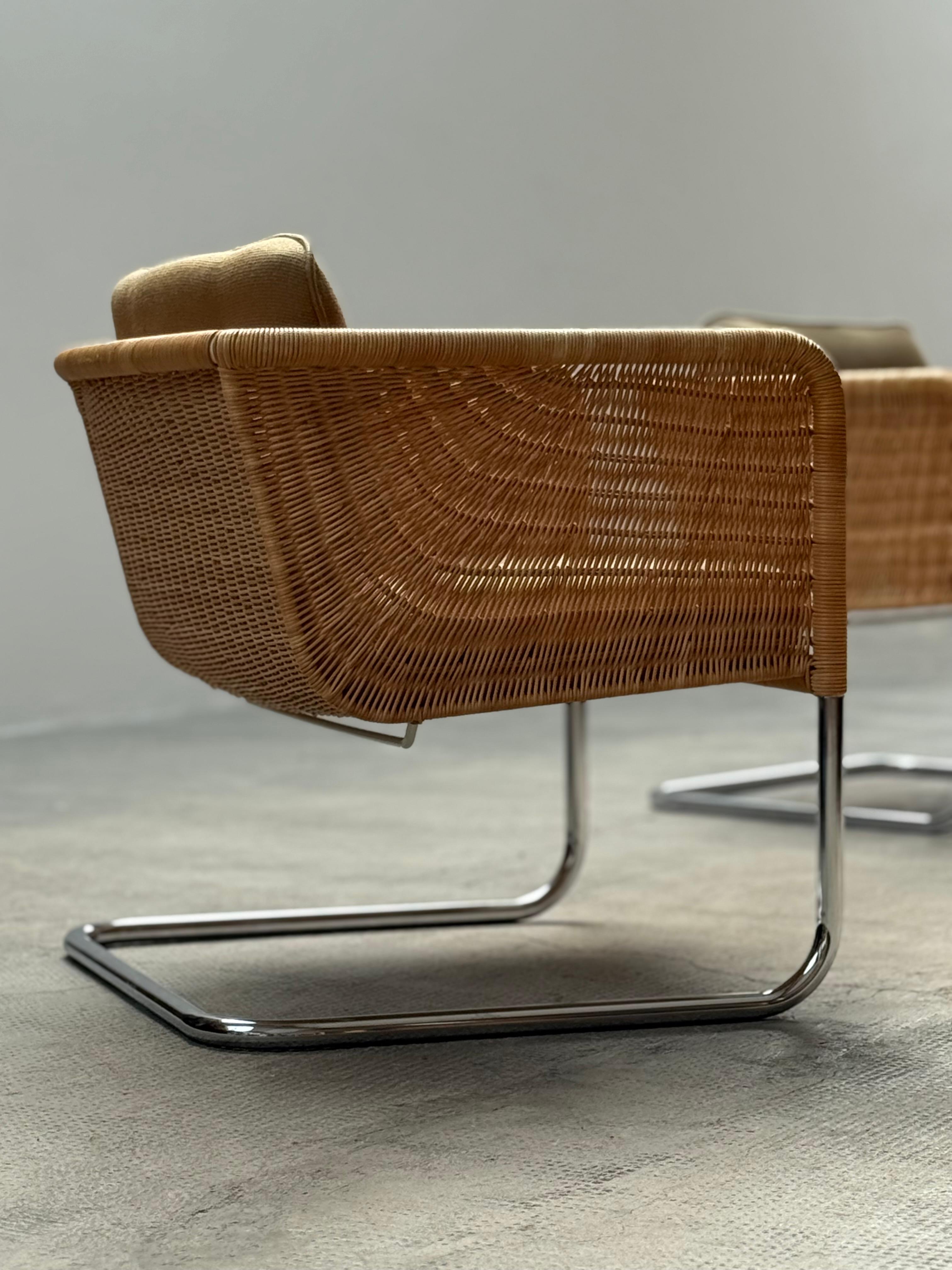 German SET OF 2 WILLIAM DUNKEL FOR TECTA D44 CANTILEVER ARMCHAIRS RATTAN, GERMANY 1960s For Sale