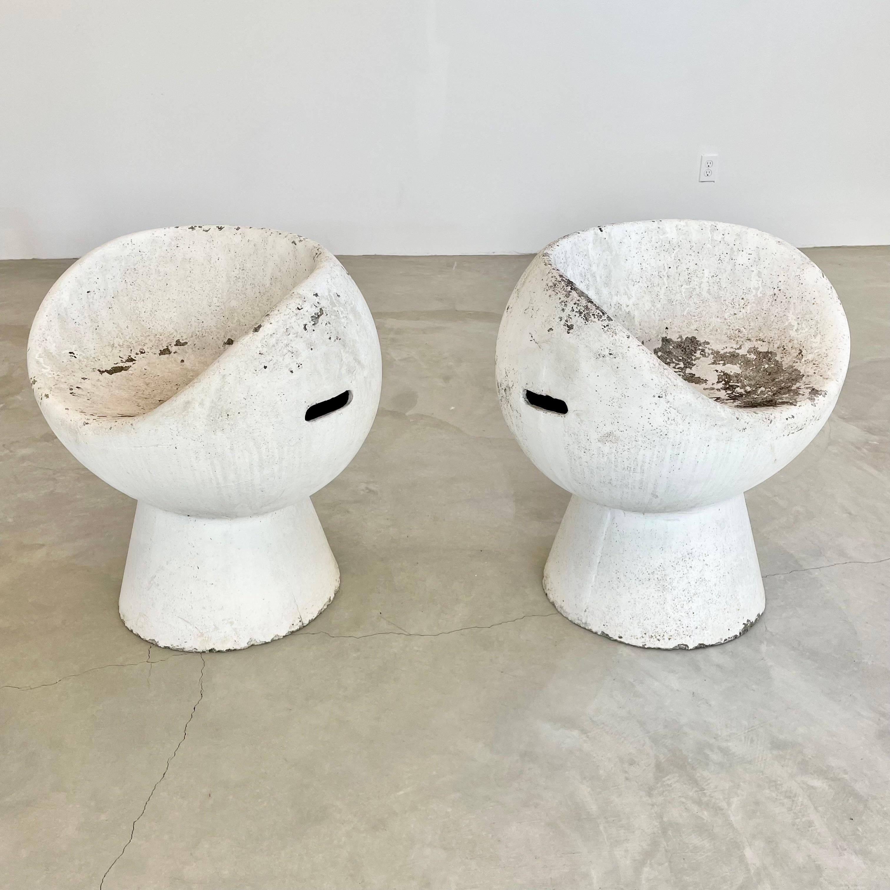 Cement Set of 2 Willy Guhl Concrete Pod Chairs