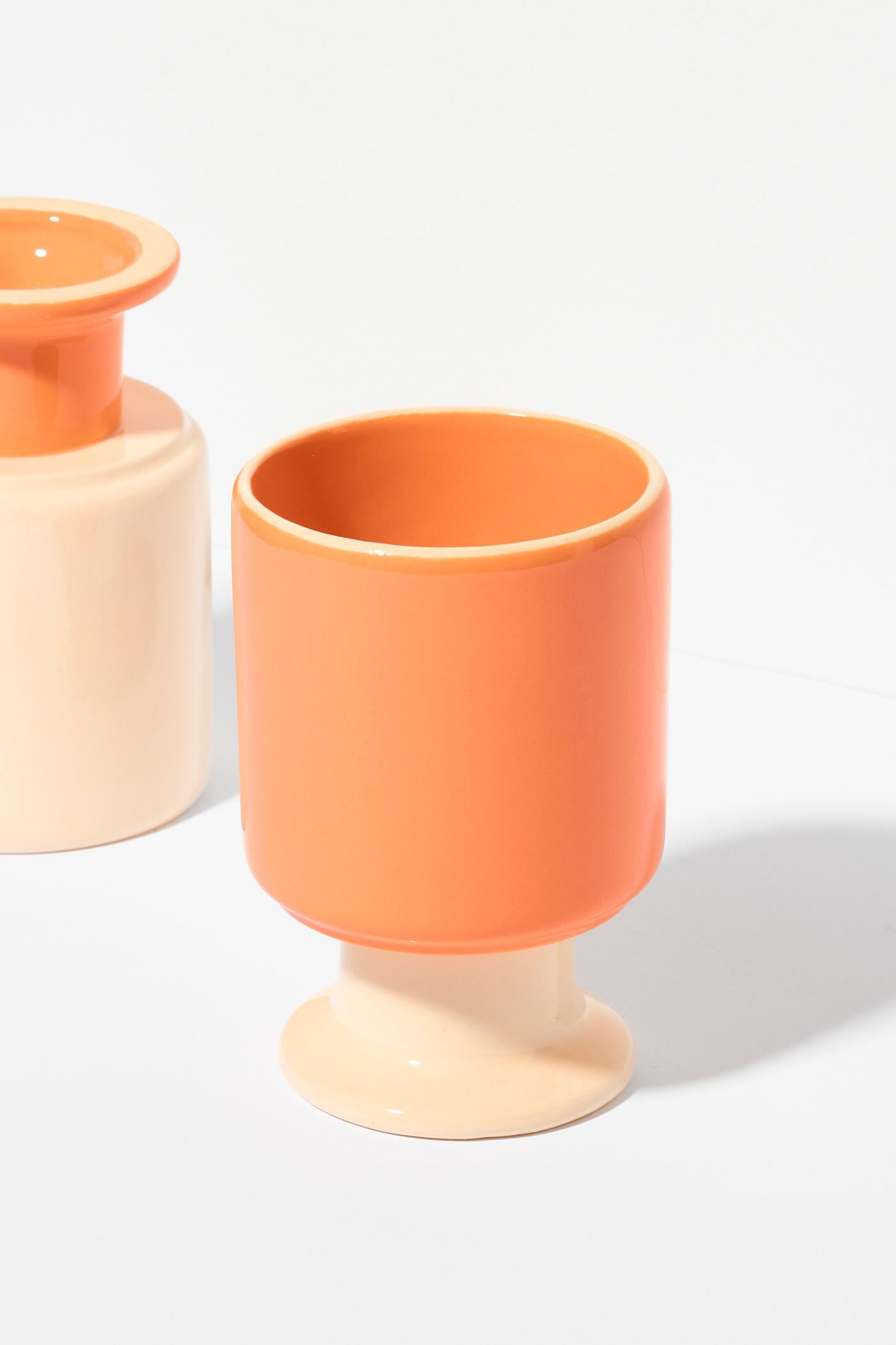 Modern Set of 2 WIT Mug / Orange / Ecru by Malwina Konopacka For Sale