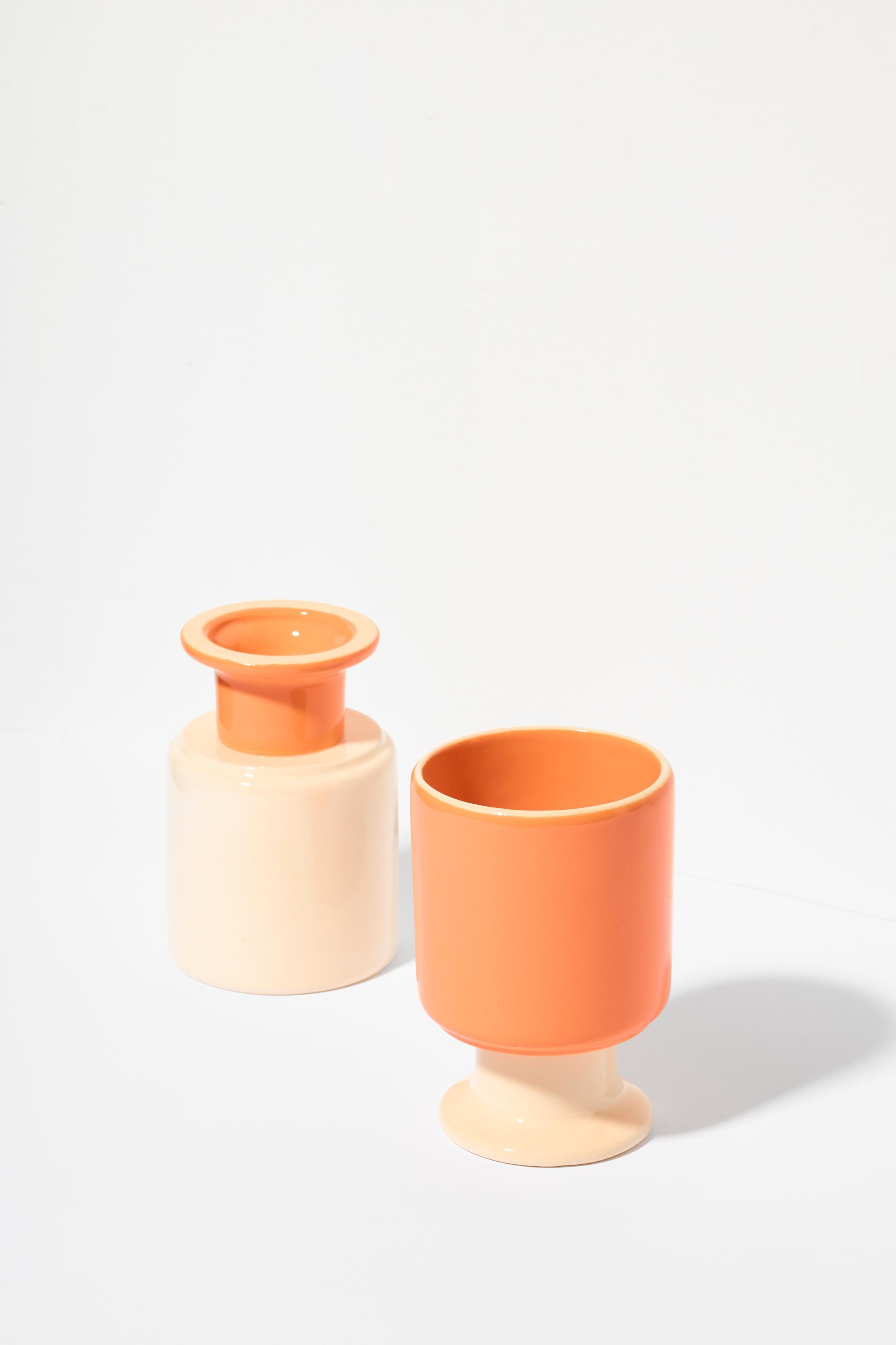 Glazed Set of 2 WIT Mug / Orange / Ecru by Malwina Konopacka For Sale