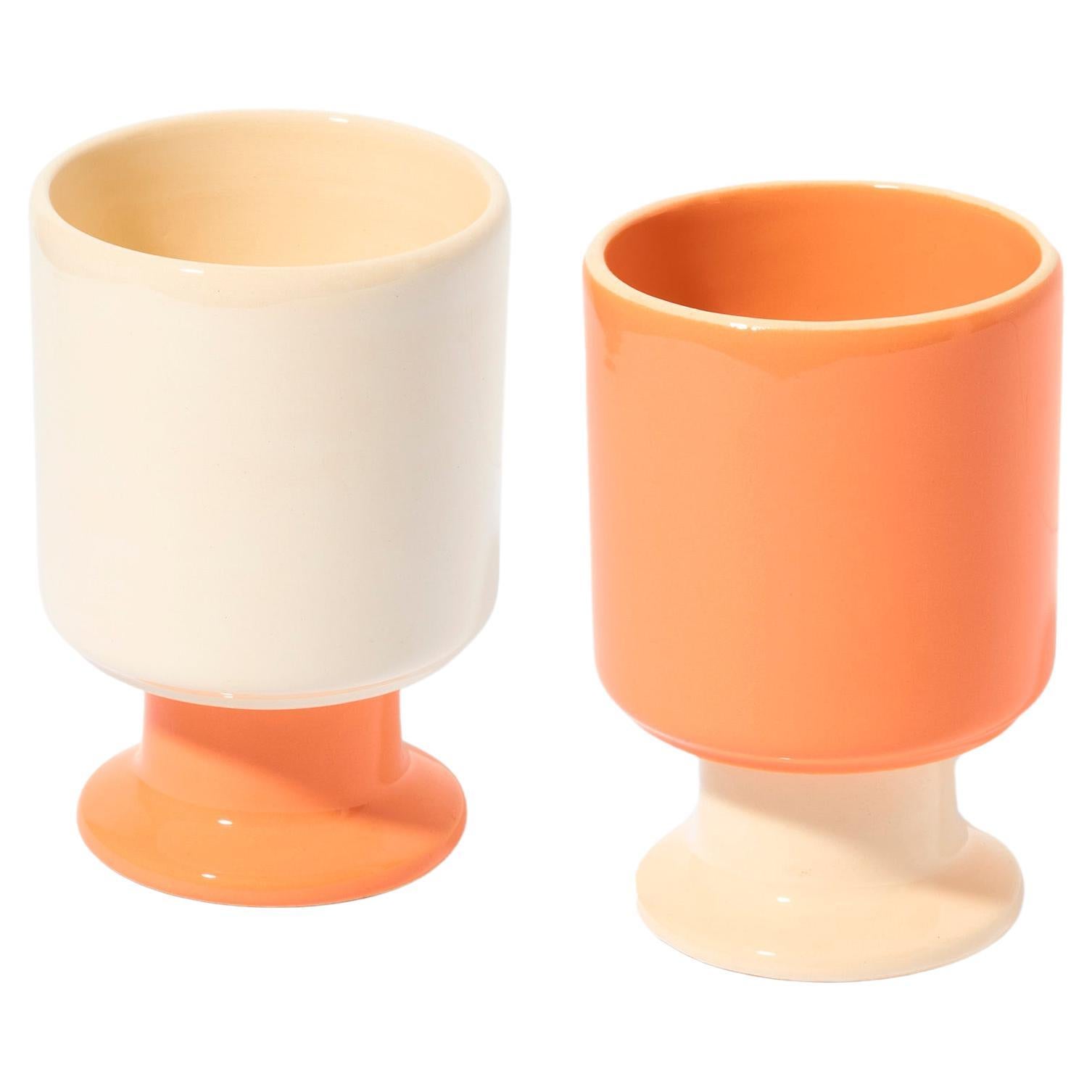 Set of 2 WIT Mug / Orange / Ecru by Malwina Konopacka For Sale