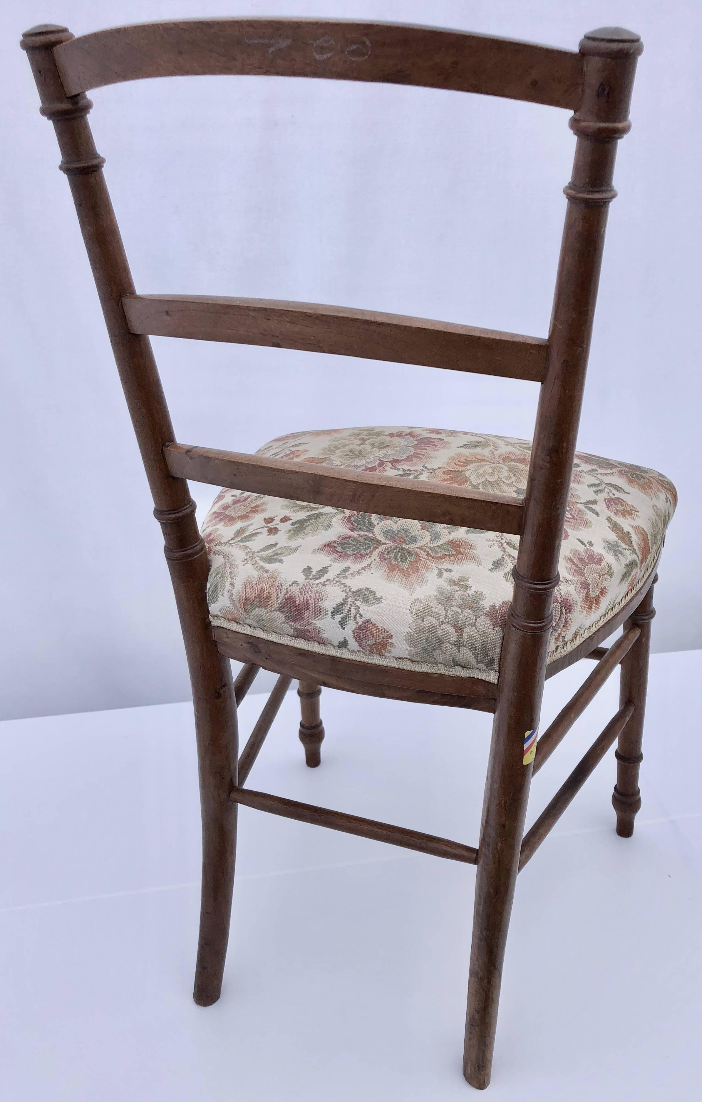 French Set of Two Wood Hand-Carved Upholstered Chairs in a Bamboo Style, Napoleon III For Sale