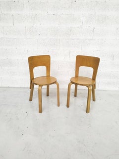 Set of 2 wooden chairs 66 model by Alvar Aalto for Artek  60's
