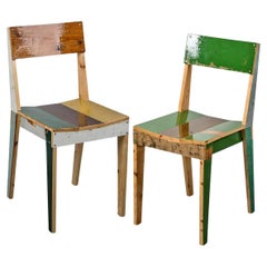 Set of 2 wooden chairs - Oak Chairs in Scrapwood by Piet Hein Eek