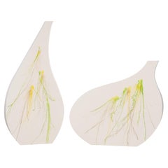 Set of 2 Wooden Decorative Vases Cream Handmade Portugal by Lusitanus Home