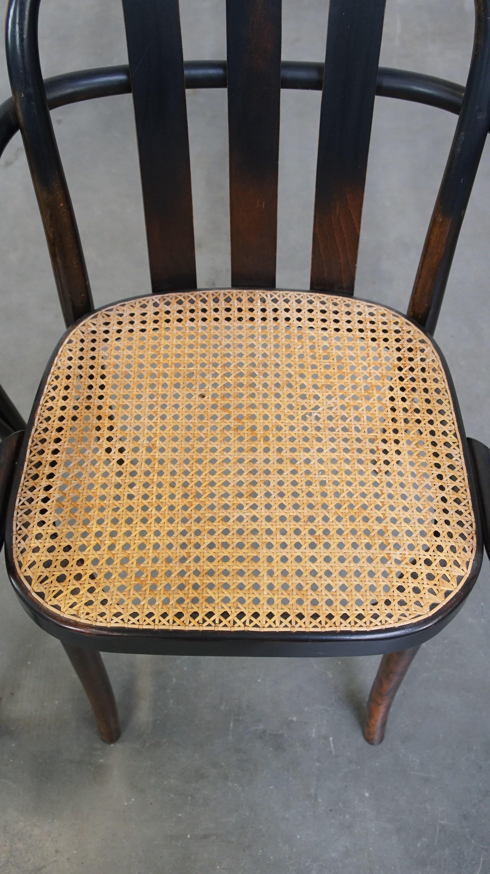 Vimini Set di 2 sedie da pranzo in legno con seduta intrecciata in vendita