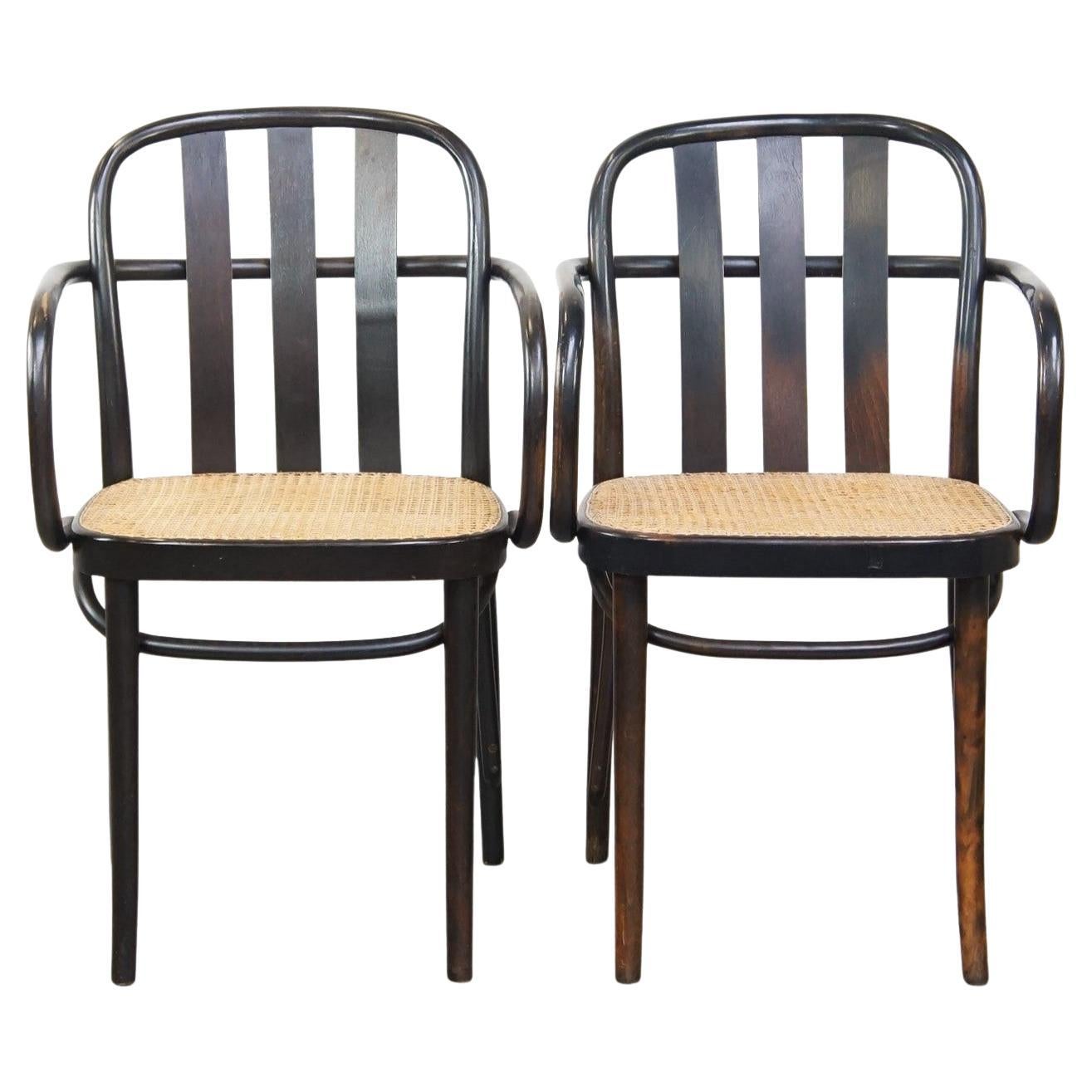Set di 2 sedie da pranzo in legno con seduta intrecciata