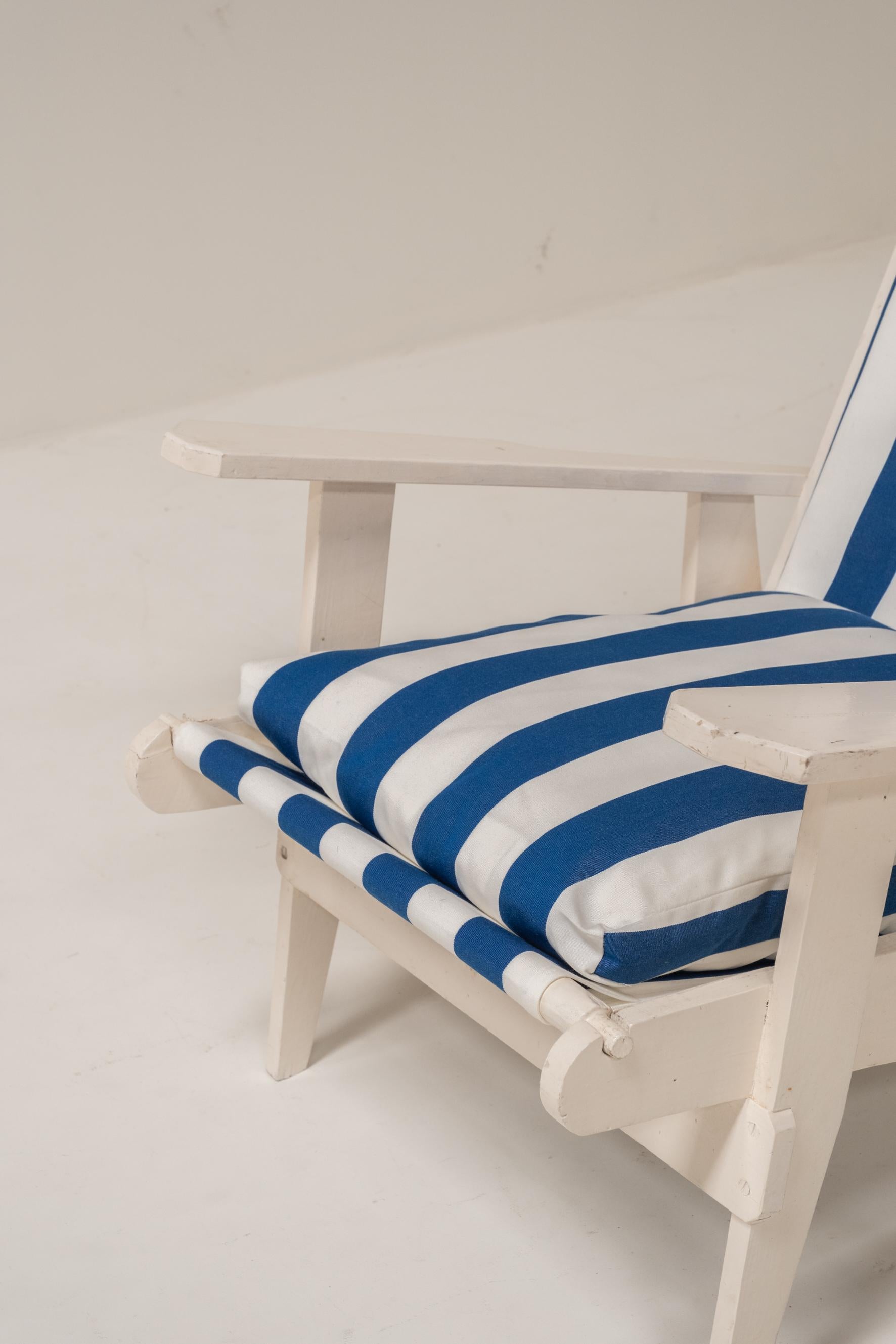 Francese Set di 2 sgabelli relax in legno stile riviera francese in vendita