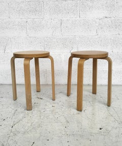Set of 2 wooden stools E60 model attributed to Alvar Aalto for Artek  60's