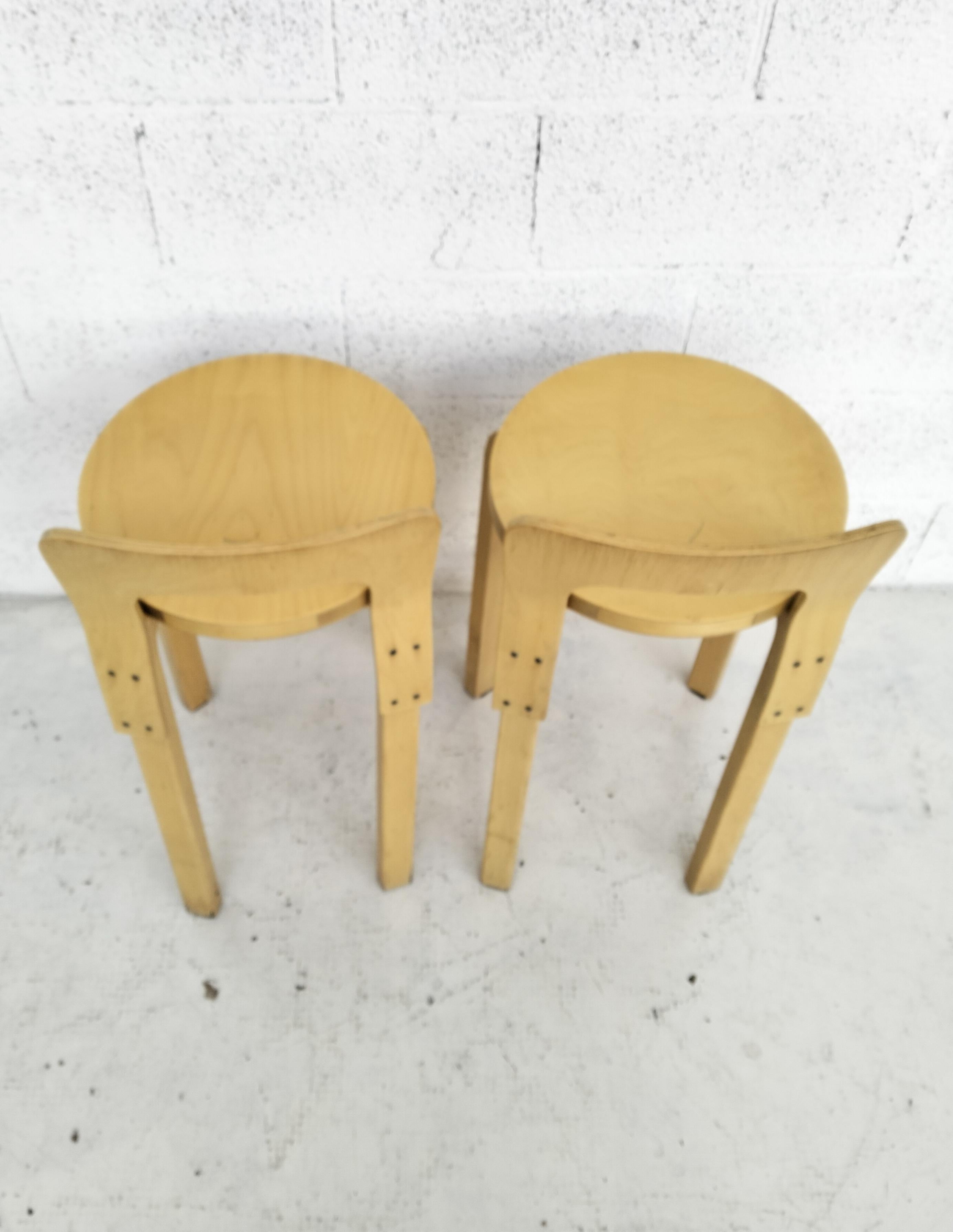 Set of 2 wooden stools k65 model by Alvar Aalto for Artek  60's 2