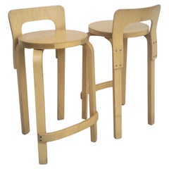 Retro Set of 2 wooden stools k65 model by Alvar Aalto for Artek  60's