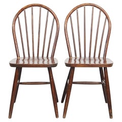 Set of 2 wooden vintage spindle Windsor chairs from the 1970s