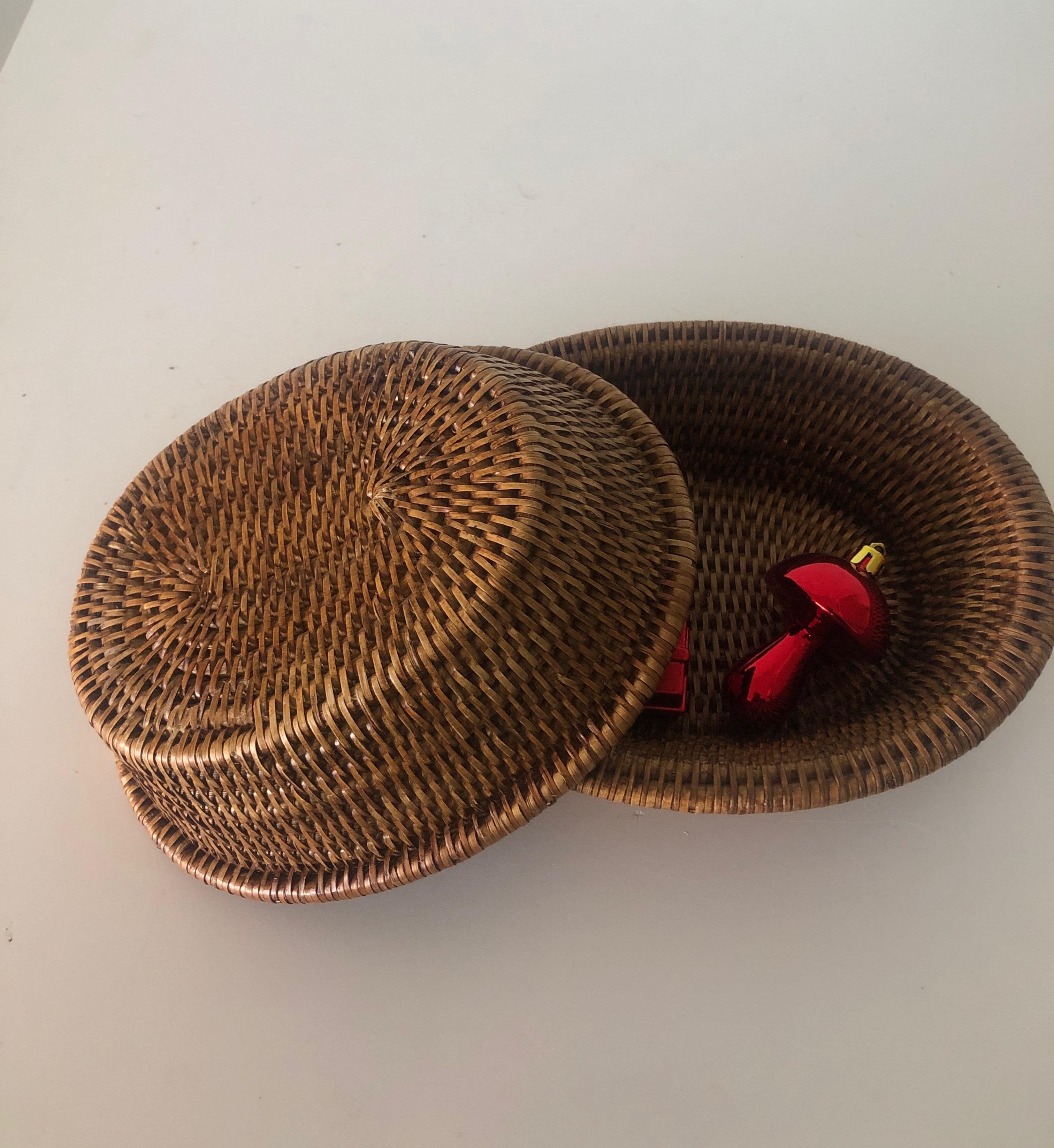 Asian Set of '2' Woven Rattan Oval Baskets