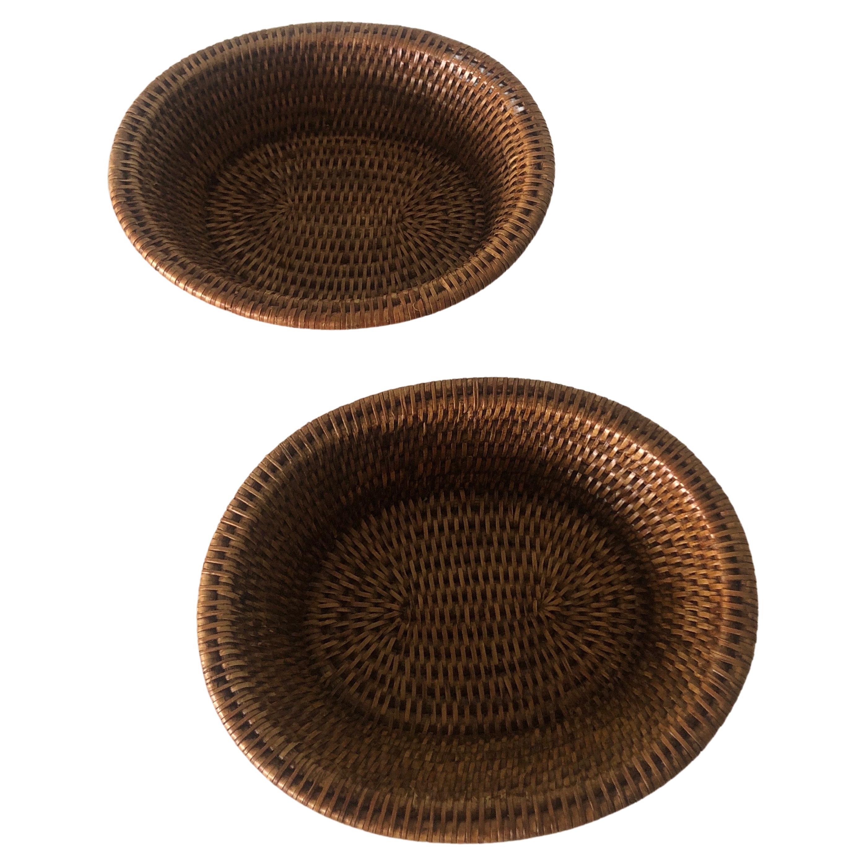 Set of '2' Woven Rattan Oval Baskets