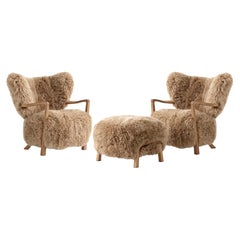 Set of 2 Wulff Atd2 & Pouf Atd3 in Sheepskin Honey/Oak for & Tradition