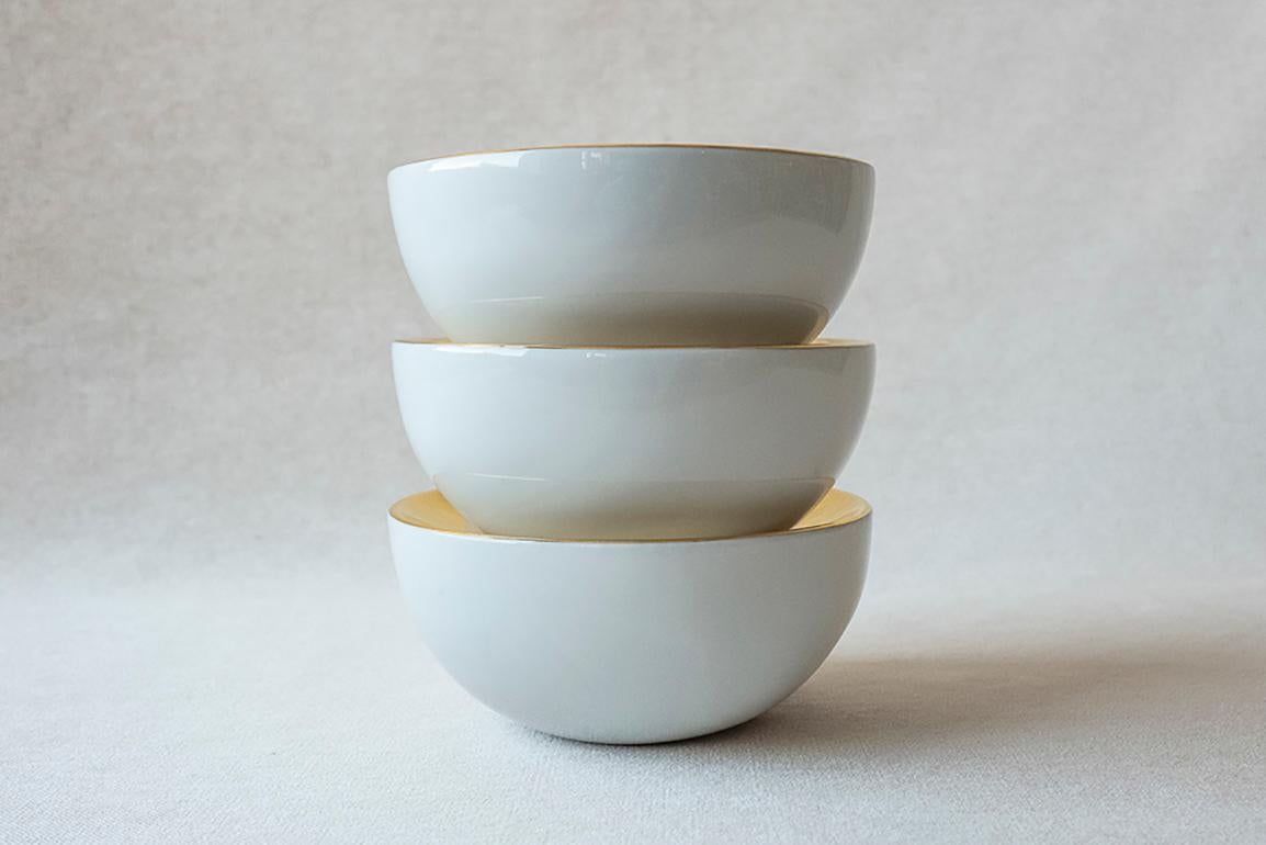 French Set of 2 x Ovum, Nº8 / 24k Gold / Side Dish, Handmade Porcelain Tableware For Sale