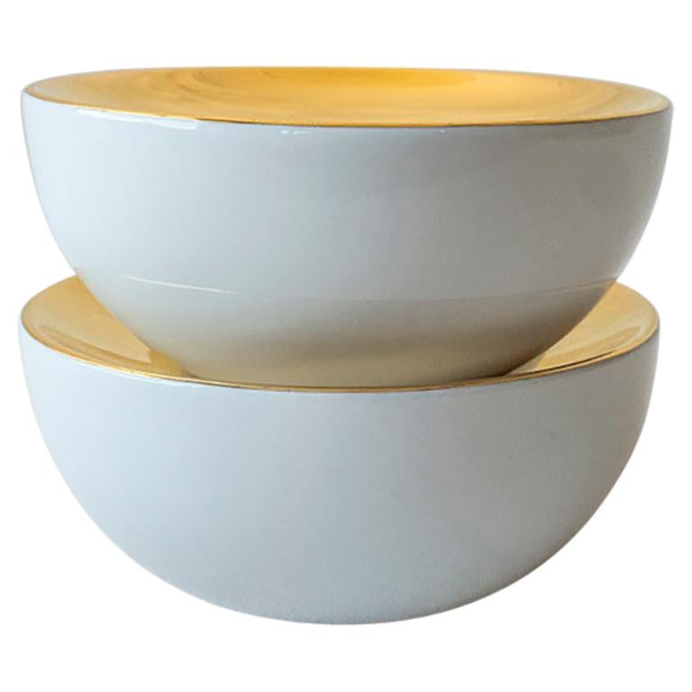 Set of 2 x Ovum, nº8 / Gold / Side Dish, Handmade Porcelain Tableware For Sale