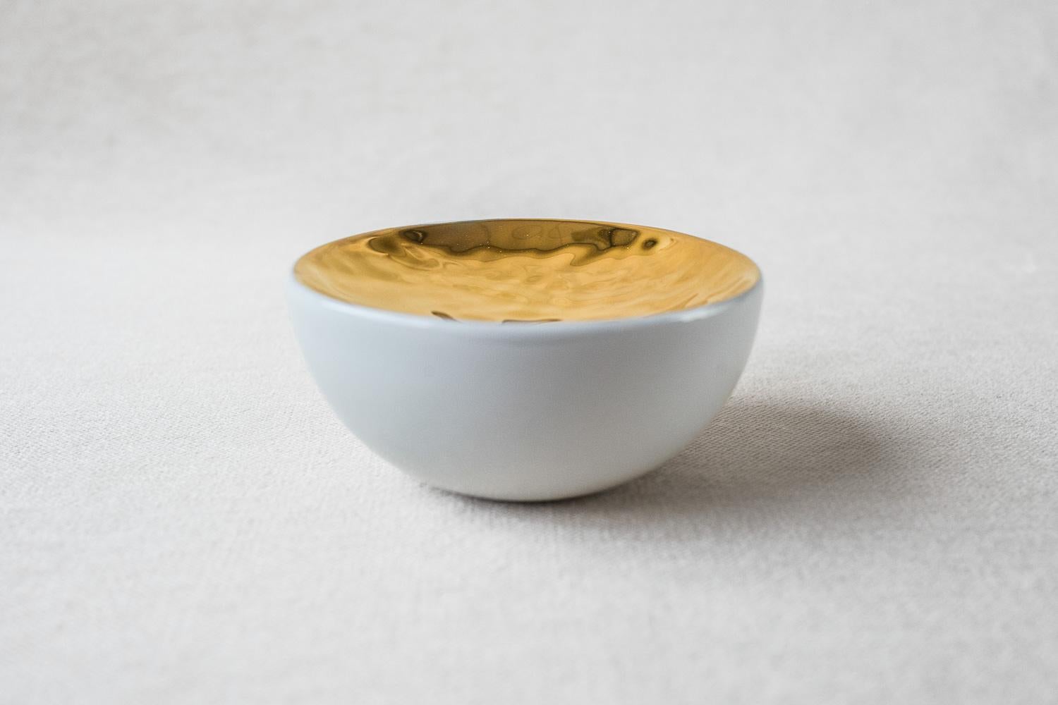 French Set of 2 Ovum, nº9 / Gold / Side Dish, Handmade Porcelain Tableware For Sale
