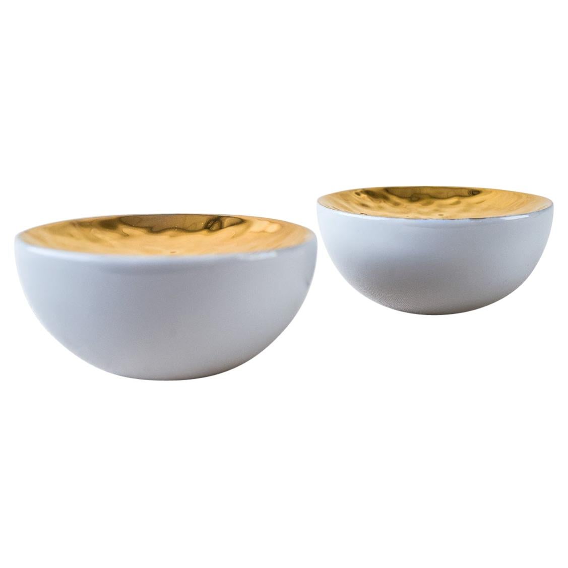 Set of 2 Ovum, nº9 / Gold / Side Dish, Handmade Porcelain Tableware For Sale