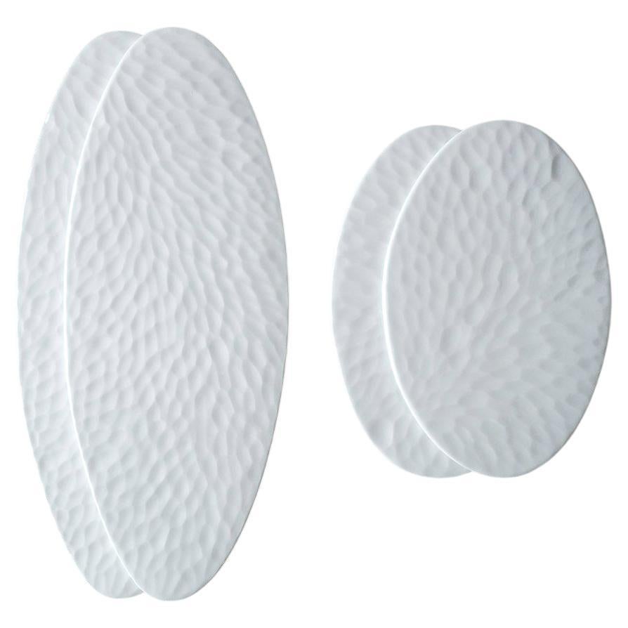 Set of 2 xOvum, Nº1+Nº3 / White / Oval Side Dishes, Handmade Porcelain Tableware