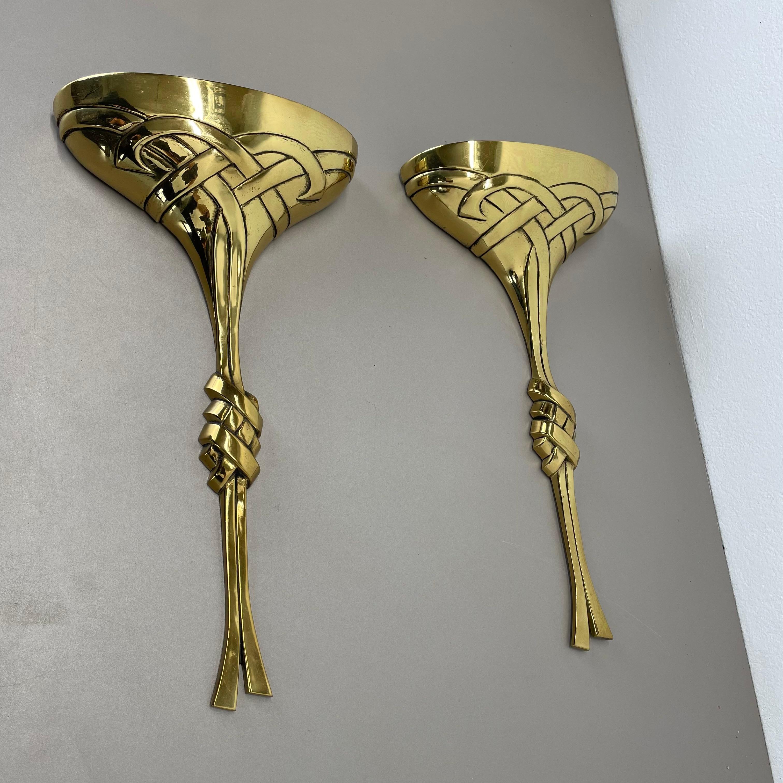 Ensemble de 2 appliques murales en laiton à fleurs de 48 cm de C.S. ARTE, Italie, années 1980 en vente 8
