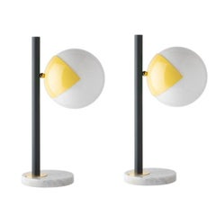 Set of 2 Yellow Dimmable Table Lamps Pop-Up Black by Magic Circus Editions
