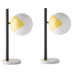 Set of 2 Yellow Dimmable Table Lamps Pop-Up Black by Magic Circus Editions