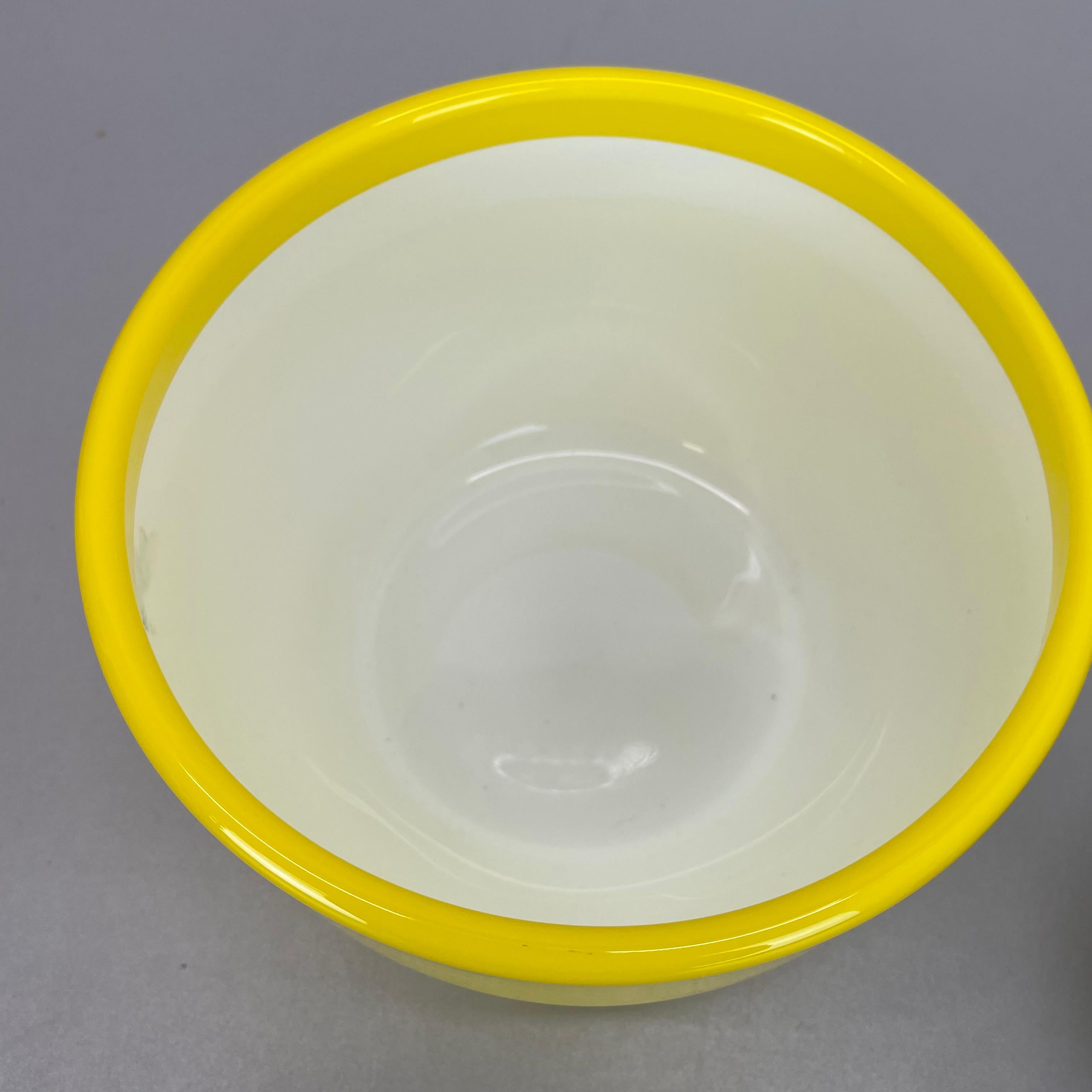 20th Century Set of 2 yellow Green Glass Bowls by Michael Bang for Holmegaard, Denmark 1970s For Sale