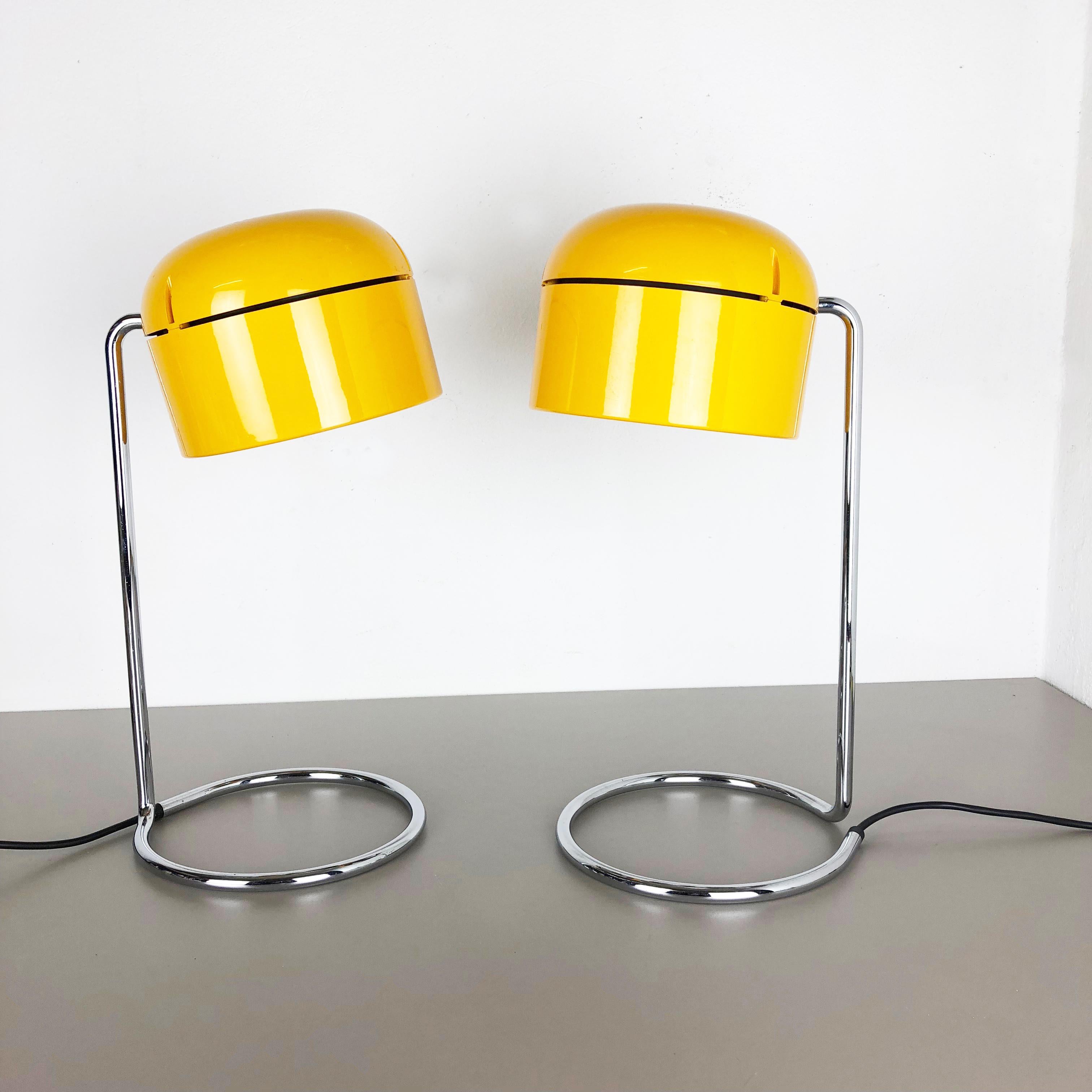 Set of 2 Yellow Pop Art Table Lights Made by Staff, Germany, 1970s 8