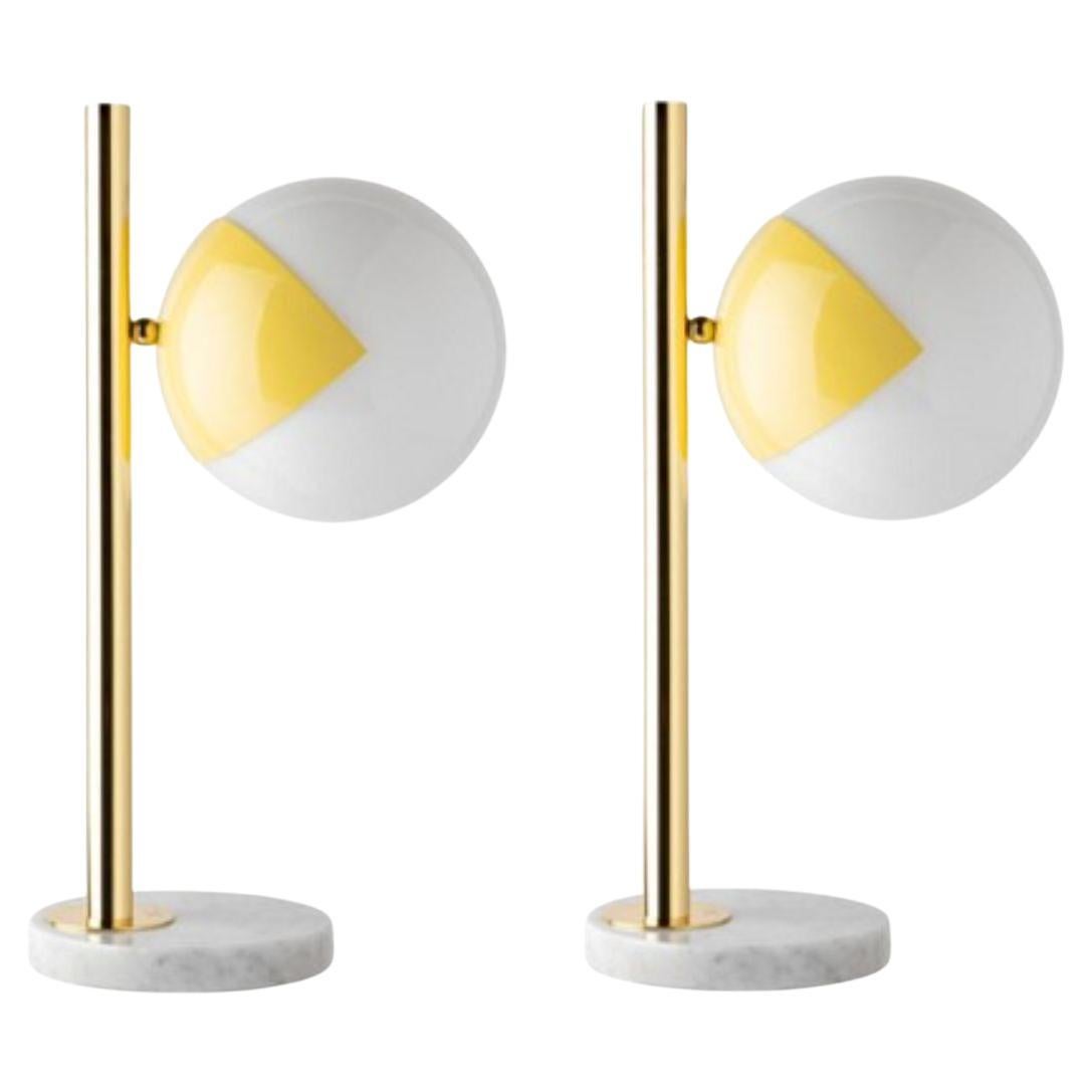 Set of 2 Yellow Table Lamps Pop-Up Dimmable by Magic Circus Editions