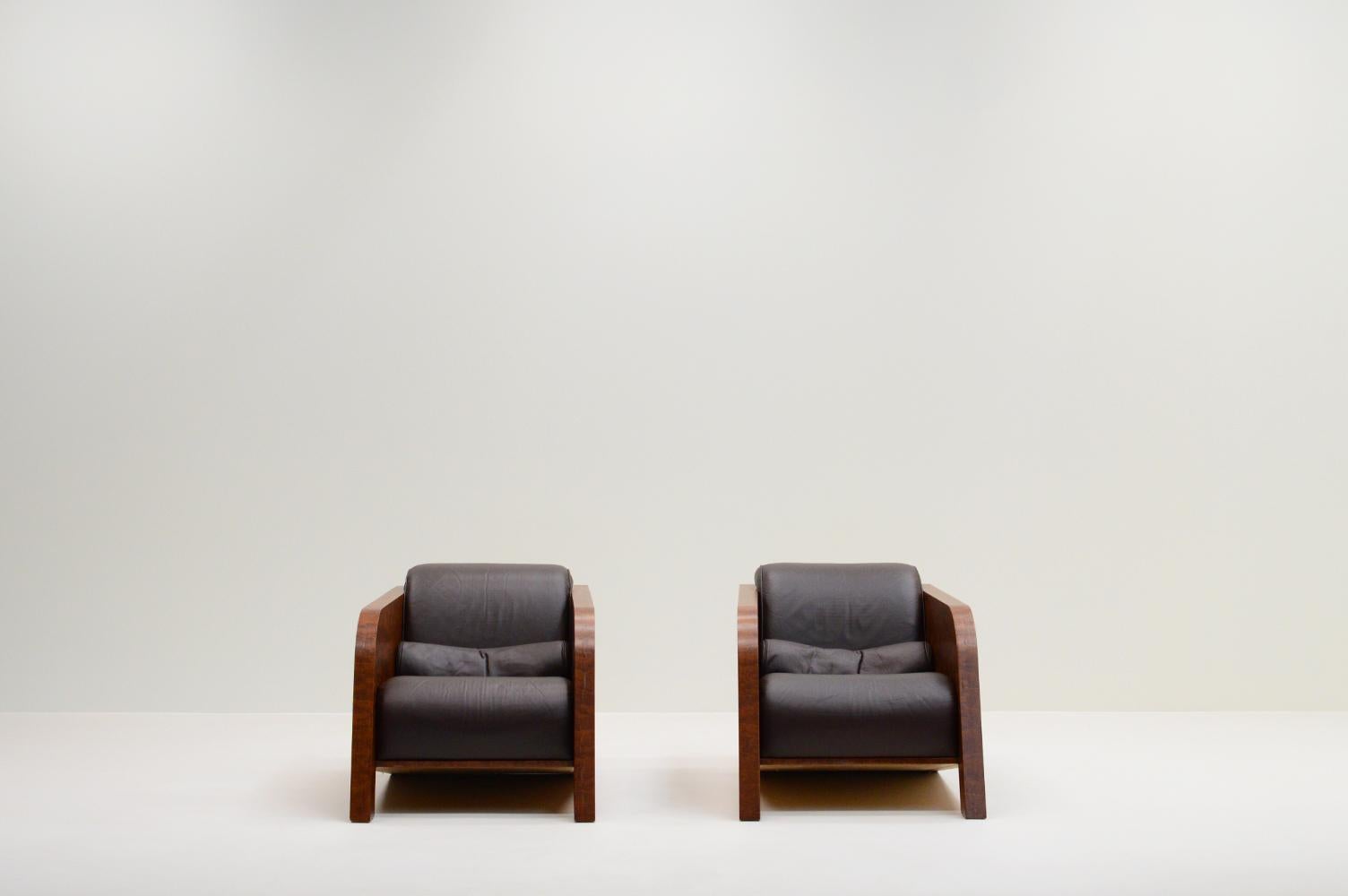 Post-Modern Set of 2 “Ypsilon” lounge chairs by Ulf Moritz, 1980s The Netherlands. For Sale