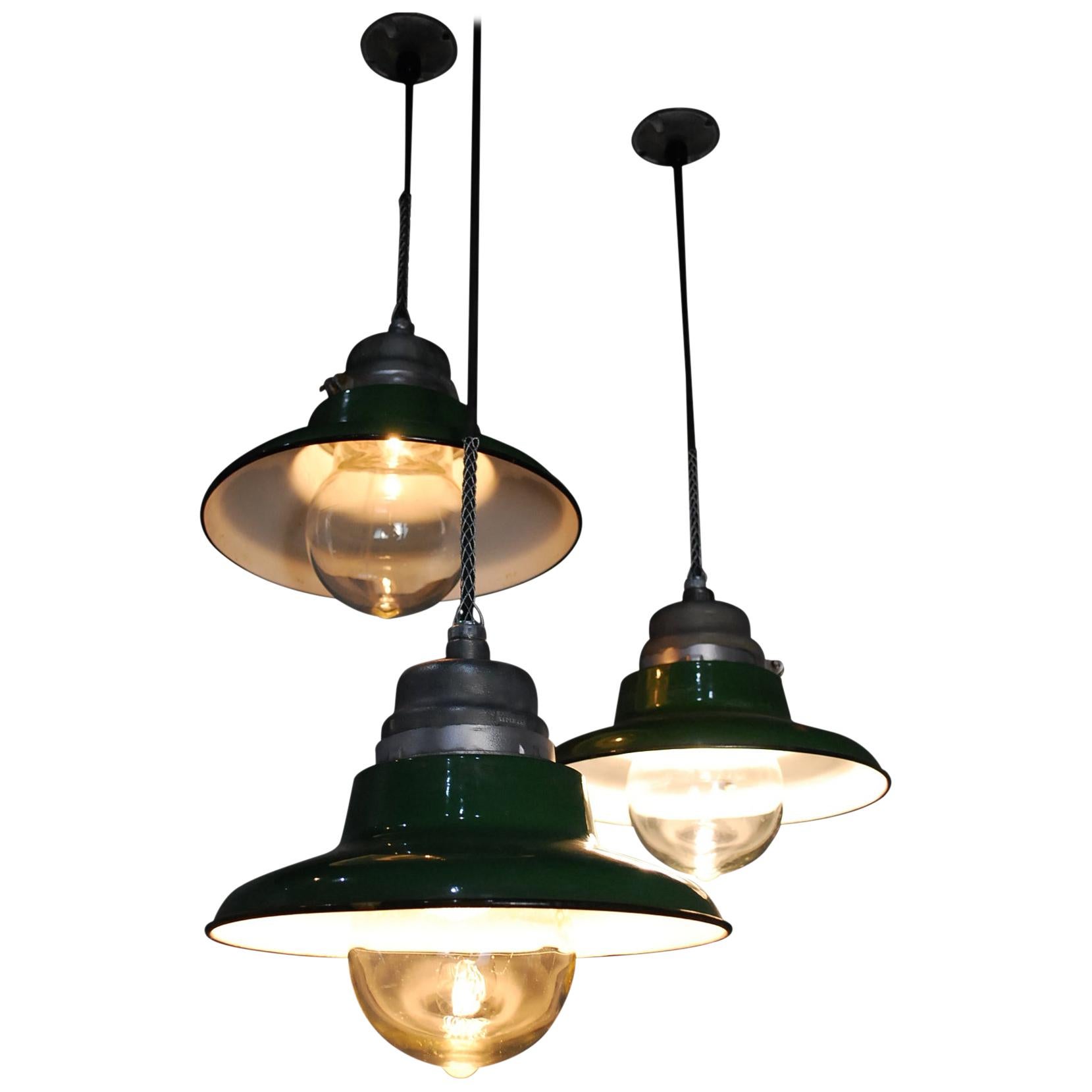 Set of 20 1930 Industrial Crouse Hinds Pendants Lights