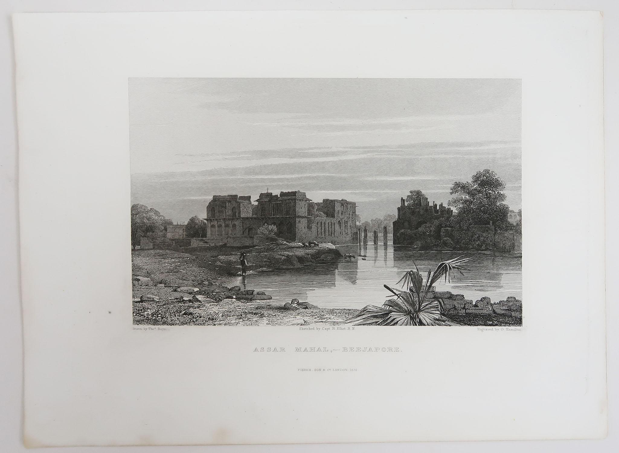 English Set of 20 Antique Architectural Prints of India, circa 1830