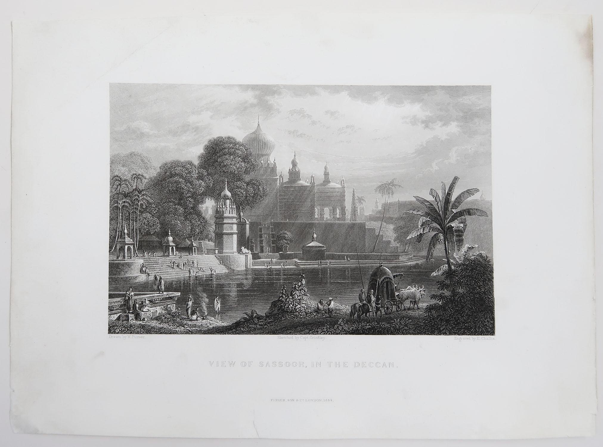 Mid-19th Century Set of 20 Antique Architectural Prints of India, circa 1830