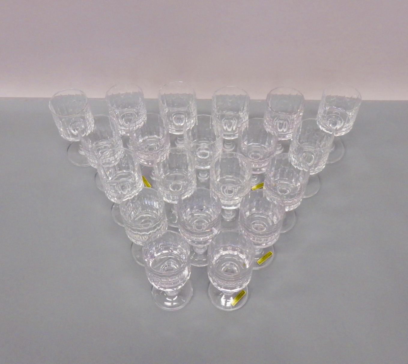 Large set totalling 20 Jens Quistgaard wine glasses. Acid etched Dansk JHQ France.