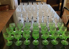 Set of 20 Lobmyer Maria Theresia Uran Green Port Wine Glasses, Austria 1880's