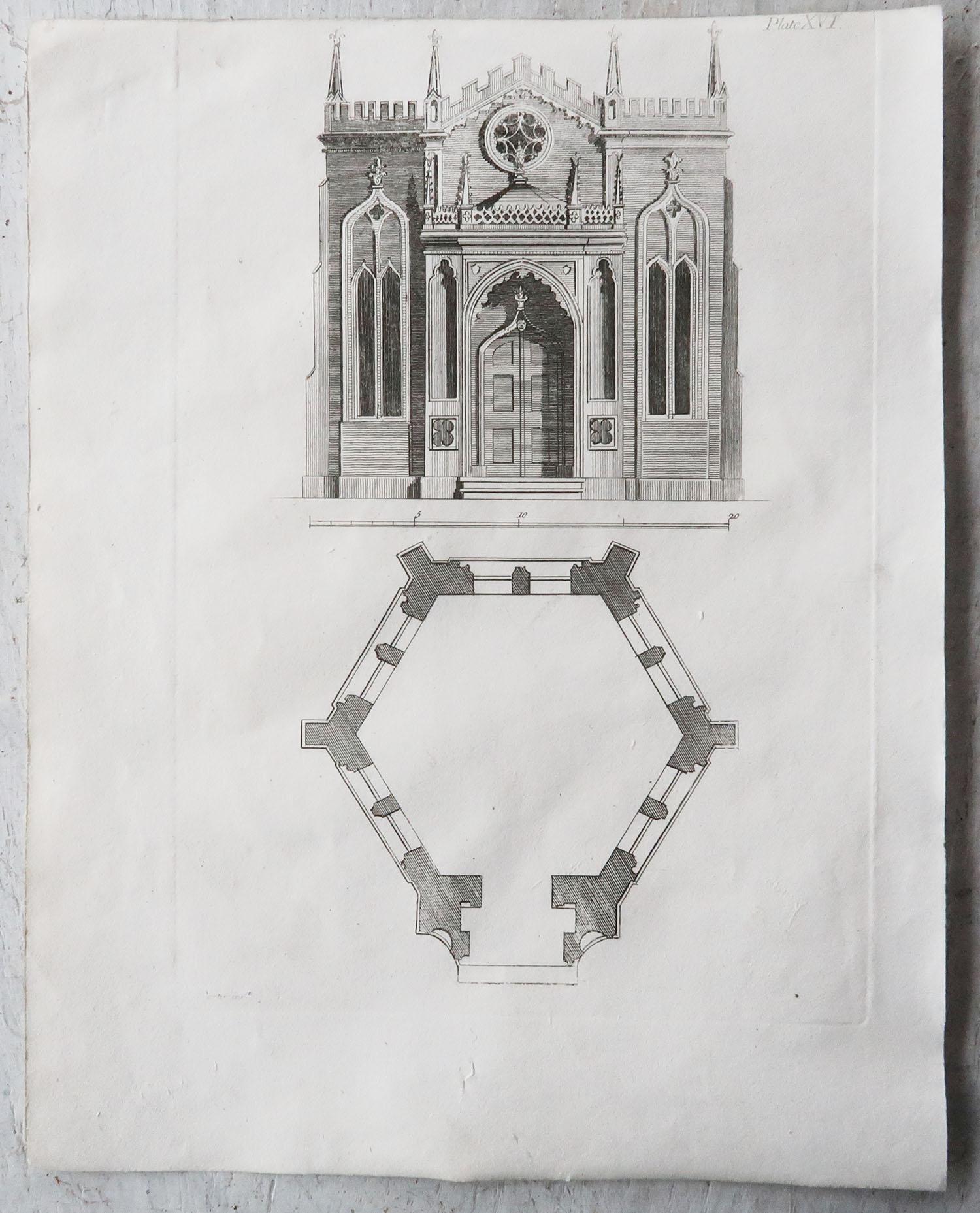 Palladien Ensemble de 20 impressions architecturales originales et anciennes, A.G. Cuillère, vers 1820 en vente