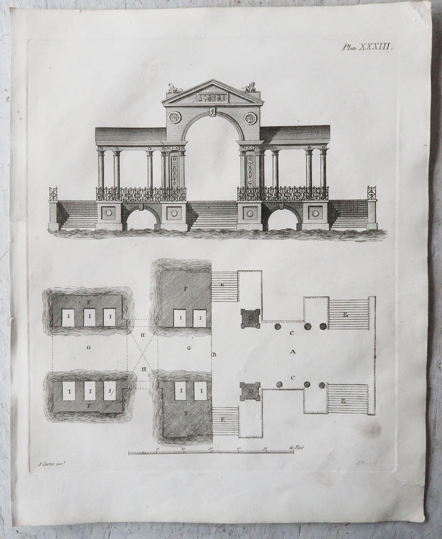 Anglais Ensemble de 20 impressions architecturales originales et anciennes, A.G. Cuillère, vers 1820 en vente