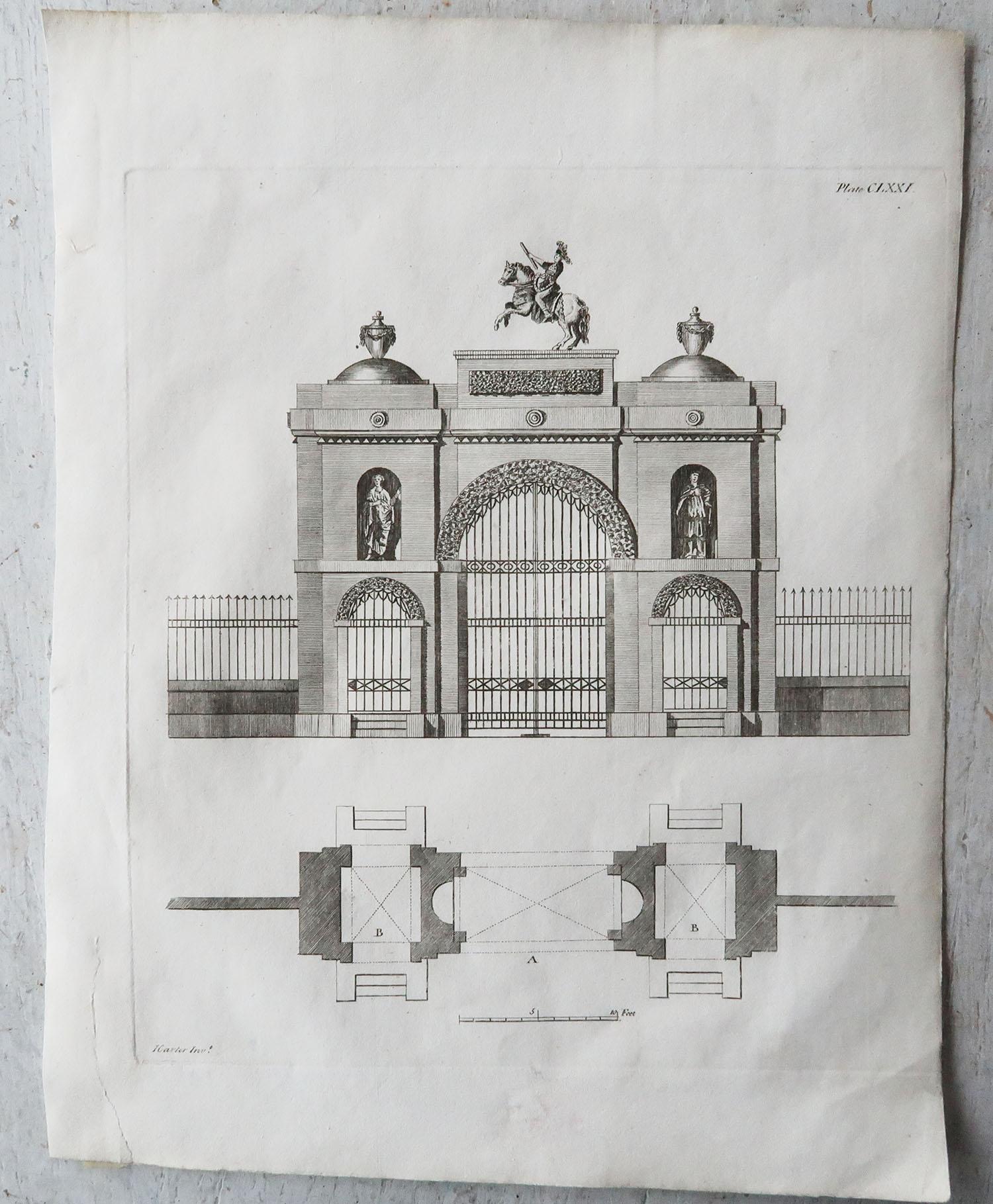 Autre Ensemble de 20 impressions architecturales originales et anciennes, A.G. Cuillère, vers 1820 en vente