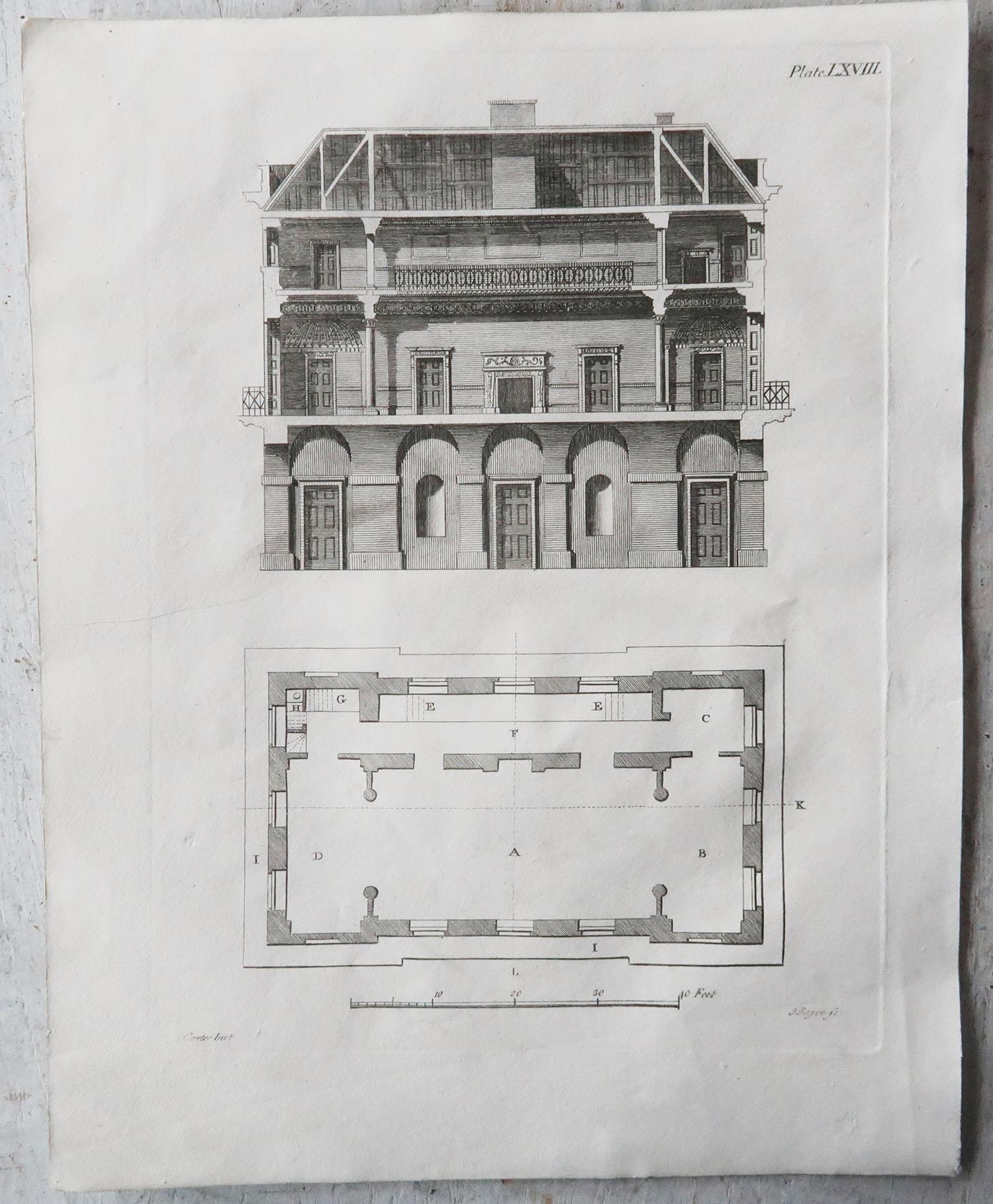 Papier Ensemble de 20 impressions architecturales originales et anciennes, A.G. Cuillère, vers 1820 en vente