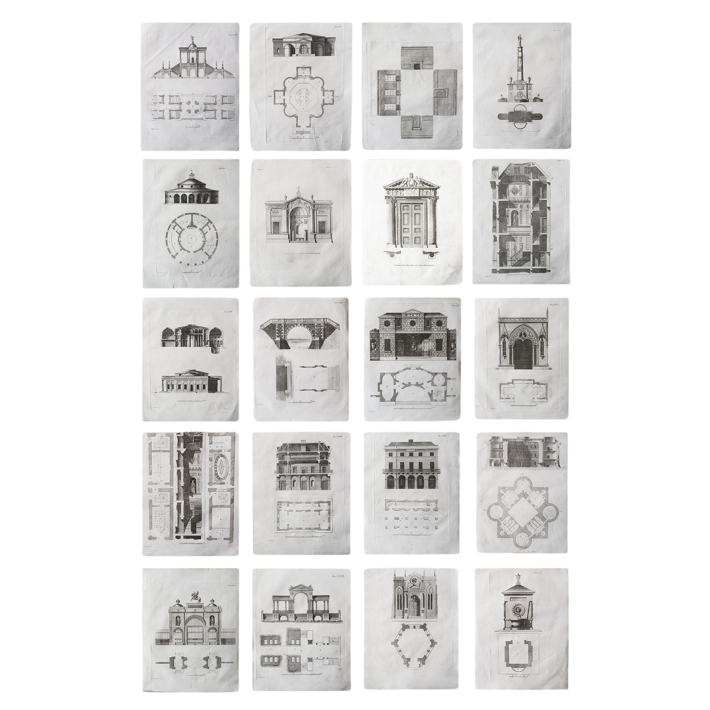 Set von 20 originalen antiken architektonischen Drucken, A.G. Cook Cook, um 1820