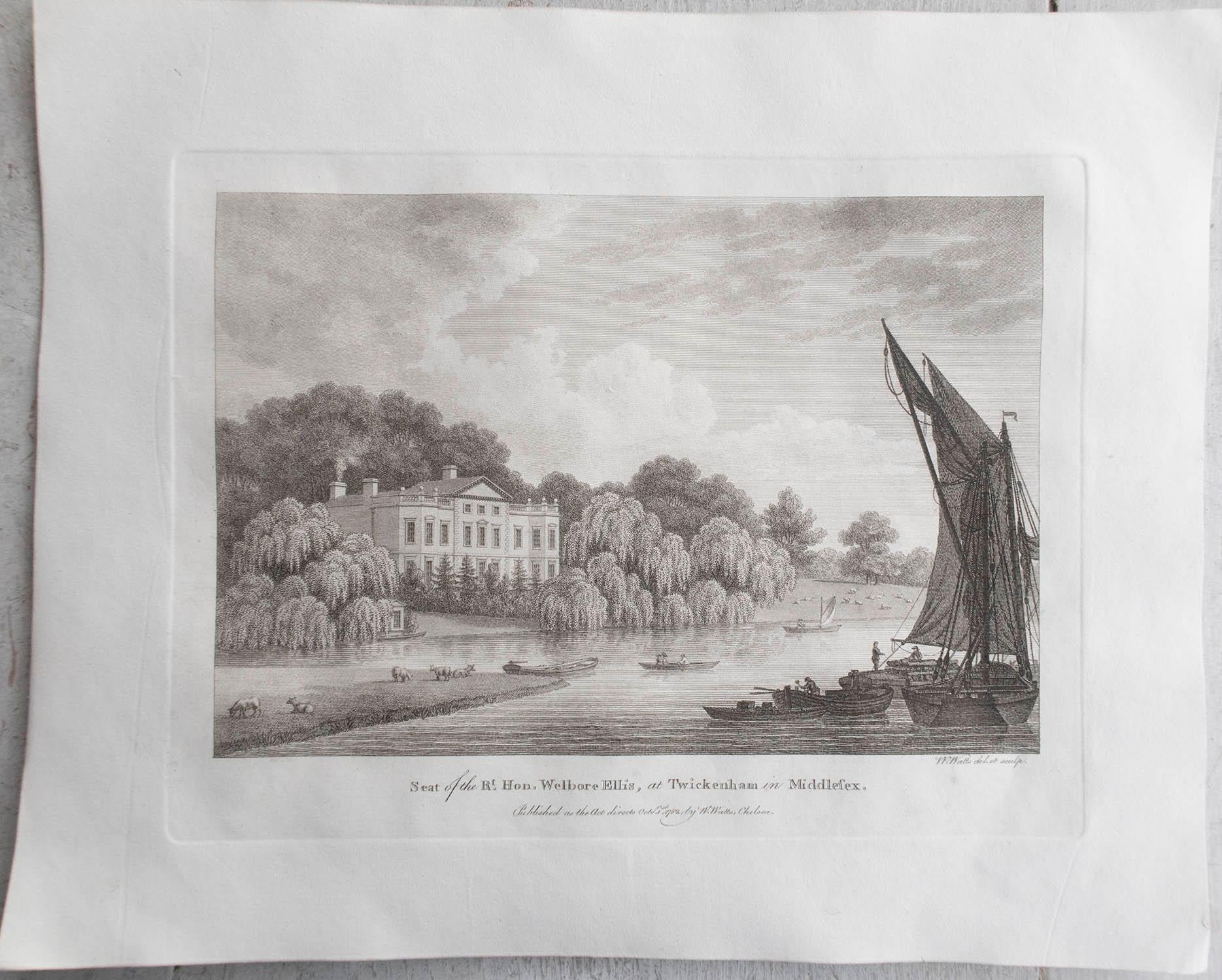 Set von 20 originalen antiken Drucken englischer Landhaus- und Gärten, um 1780 im Angebot 3