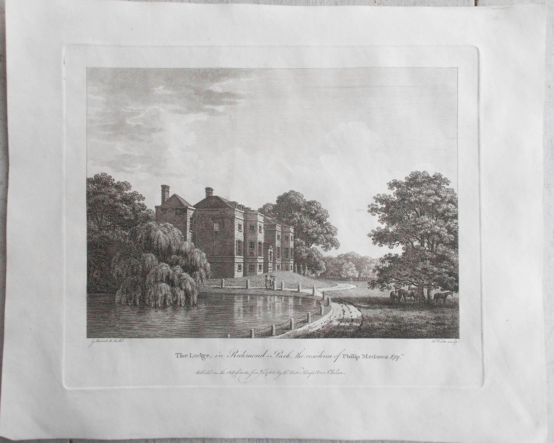 Set von 20 originalen antiken Drucken englischer Landhaus- und Gärten, um 1780 im Angebot 7