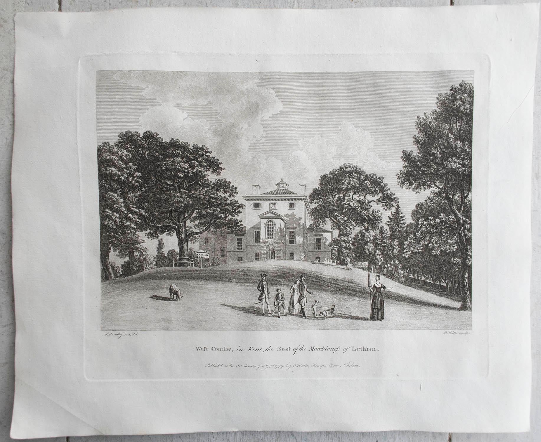 Magnifique ensemble de 20 gravures de maisons de campagne et de jardins anglais

Belles gravures sur cuivre de W.Watts

Publié par J. Boydell vers 1780. Tous datés.

Non encadré.

La mesure indiquée est le format papier d'une impression.





 