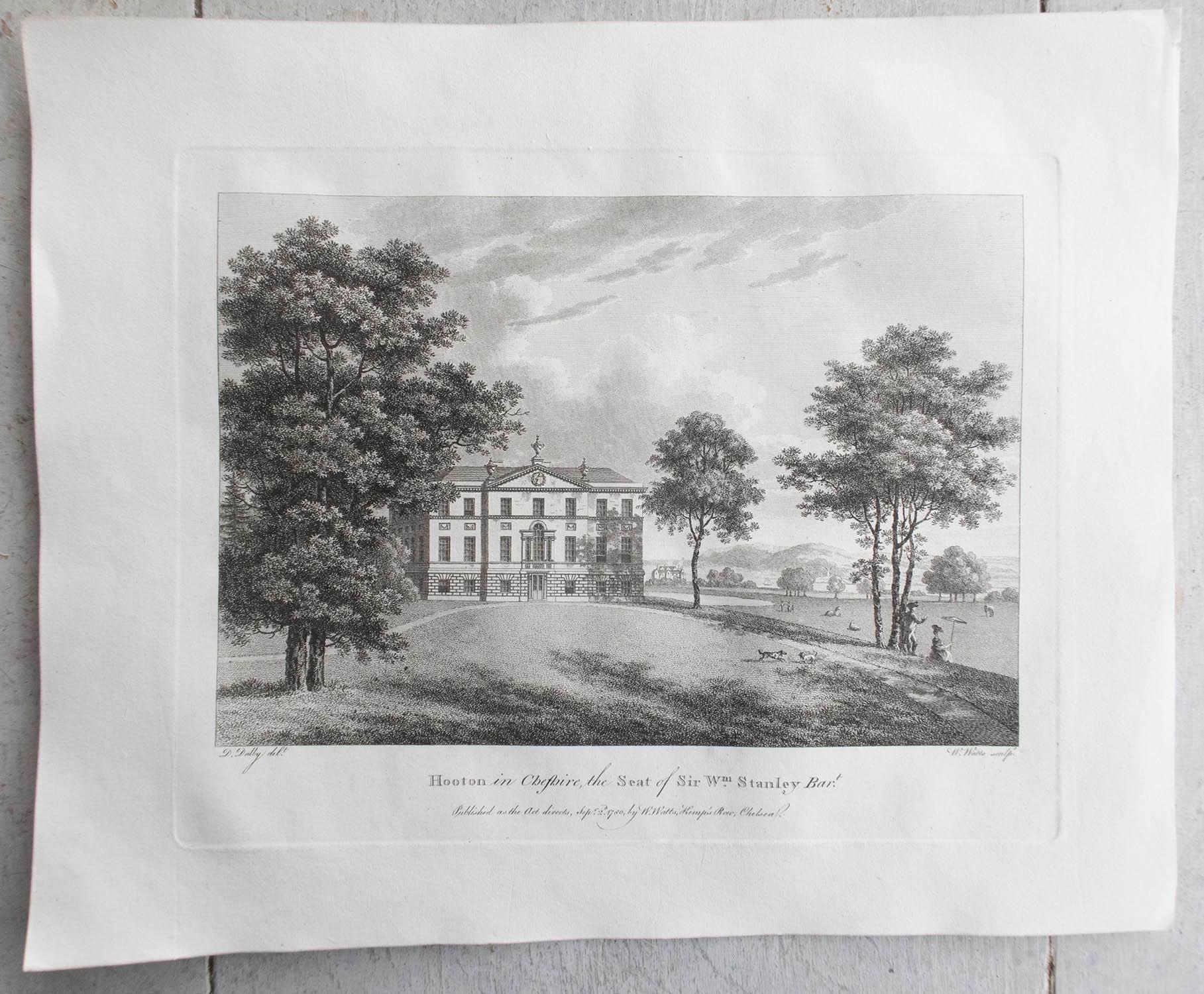 Set von 20 originalen antiken Drucken englischer Landhaus- und Gärten, um 1780 (Englisch) im Angebot