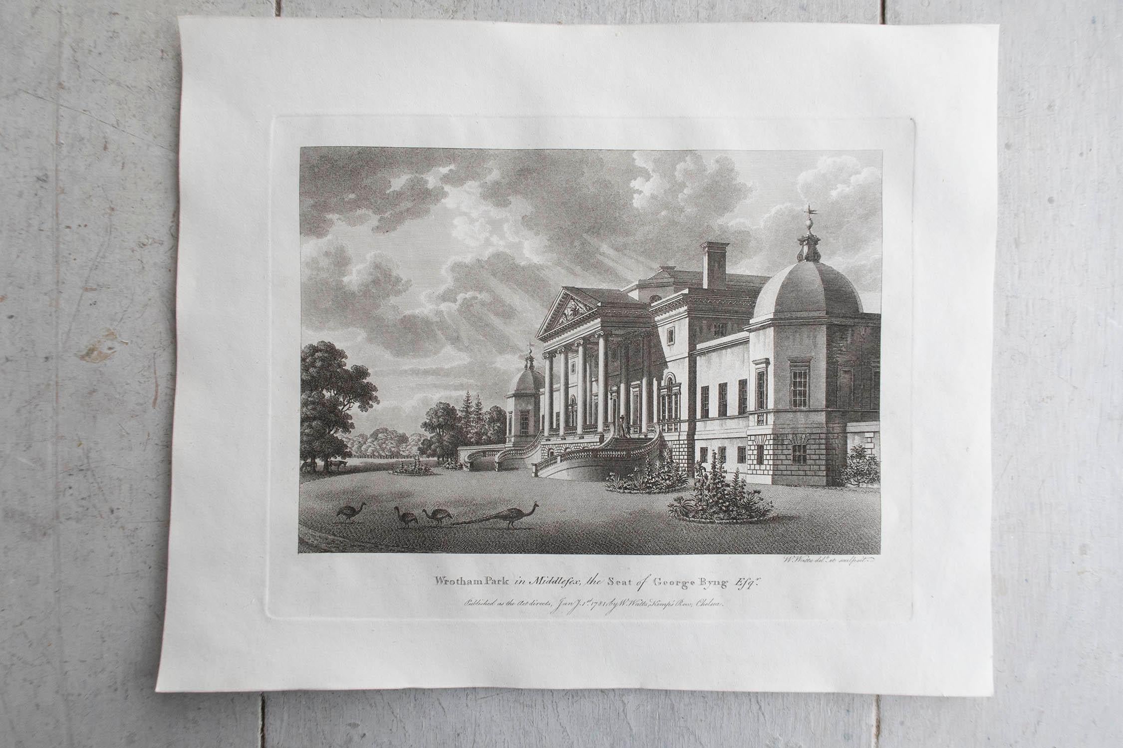 Late 18th Century Set of 20 Original Antique Prints of English Country Houses and Gardens, C.1780 For Sale